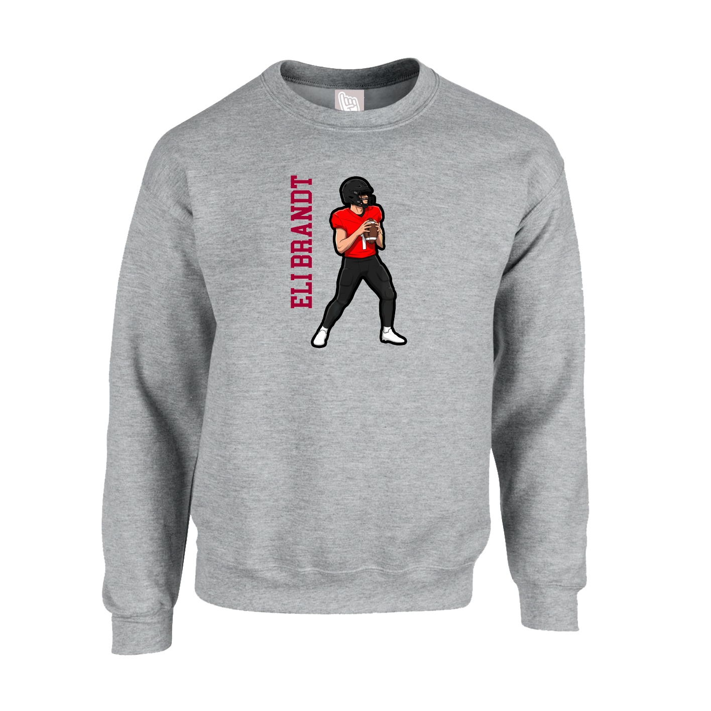 Fleece Crew — Name Vertical in Grey
