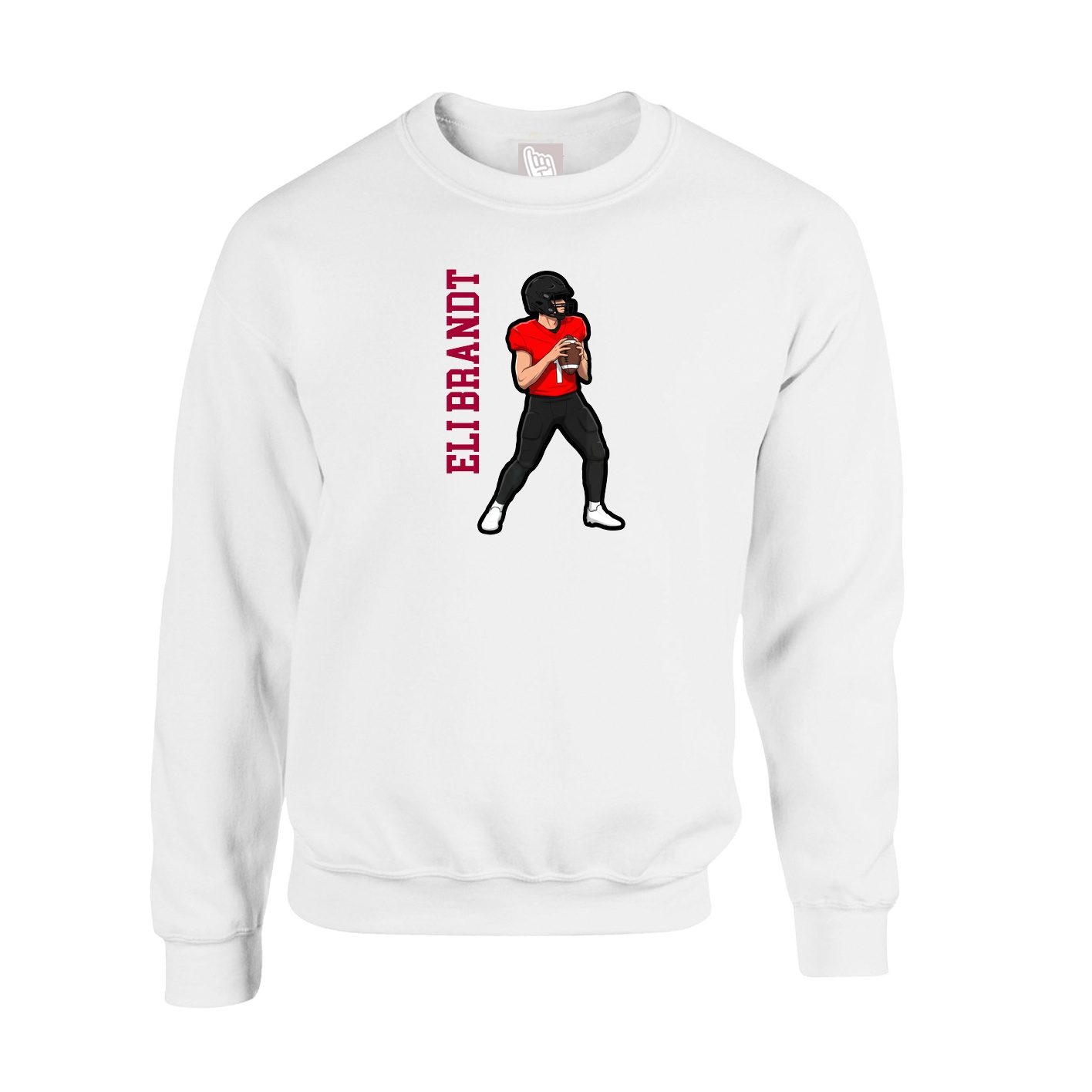 Fleece Crew — Name Vertical in White