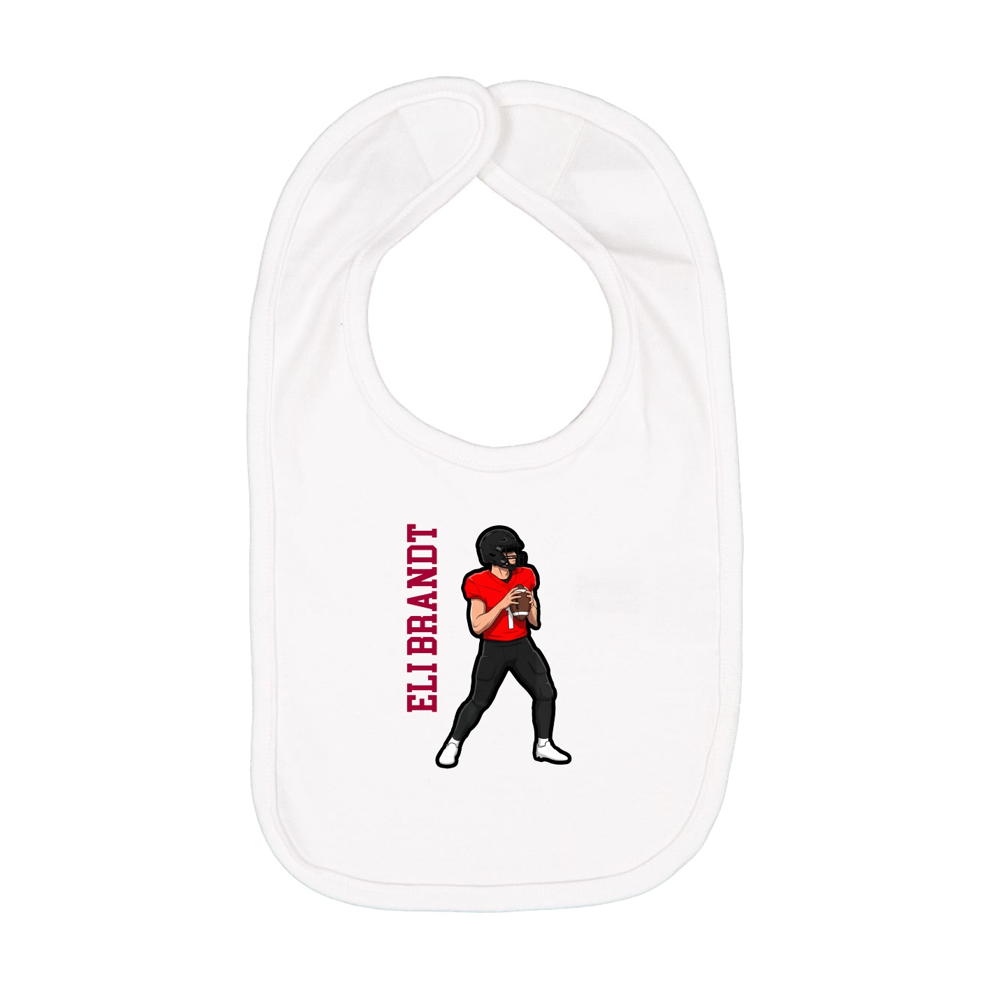 Infant Bib — Name Vertical in White