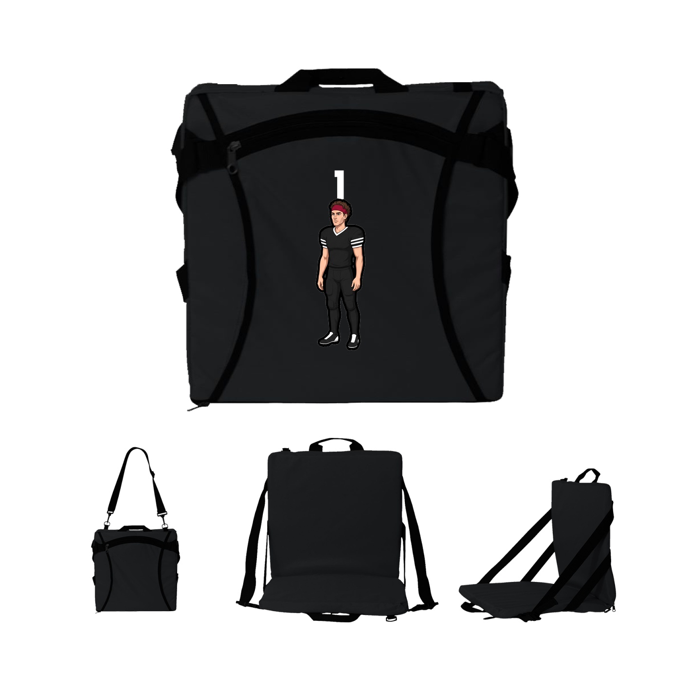 Folding Stadium Seat — Number Top in Black