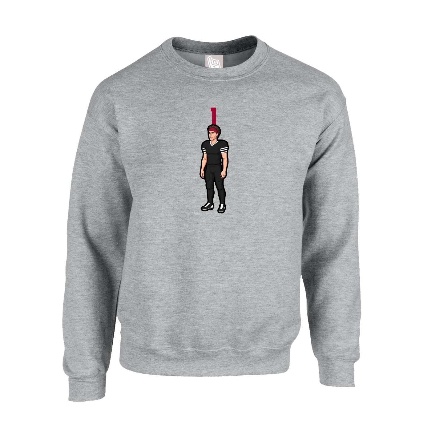 Fleece Crew — Number Top in Grey