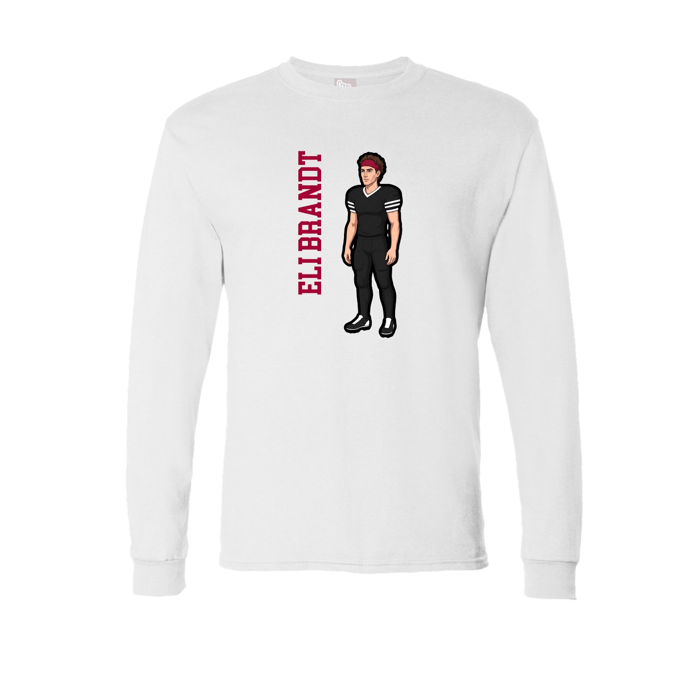 Long Sleeve Tee — Name Vertical in White