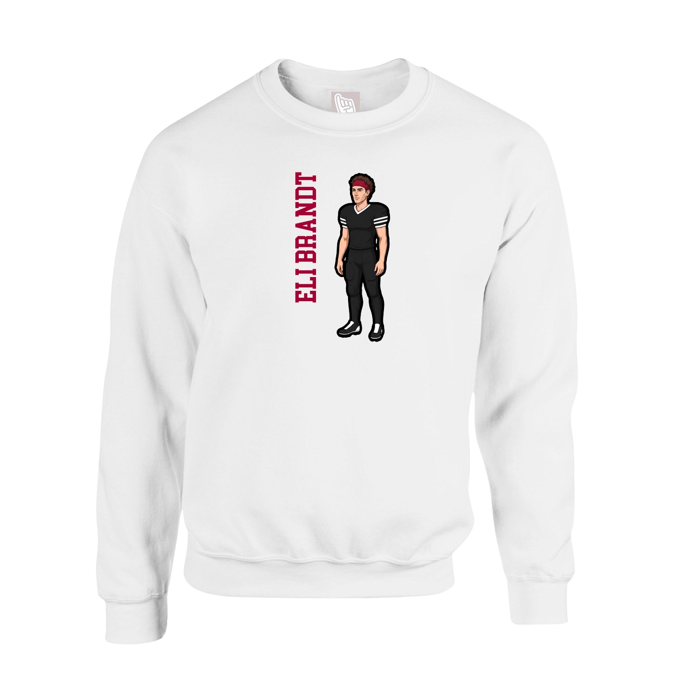 Fleece Crew — Name Vertical in White