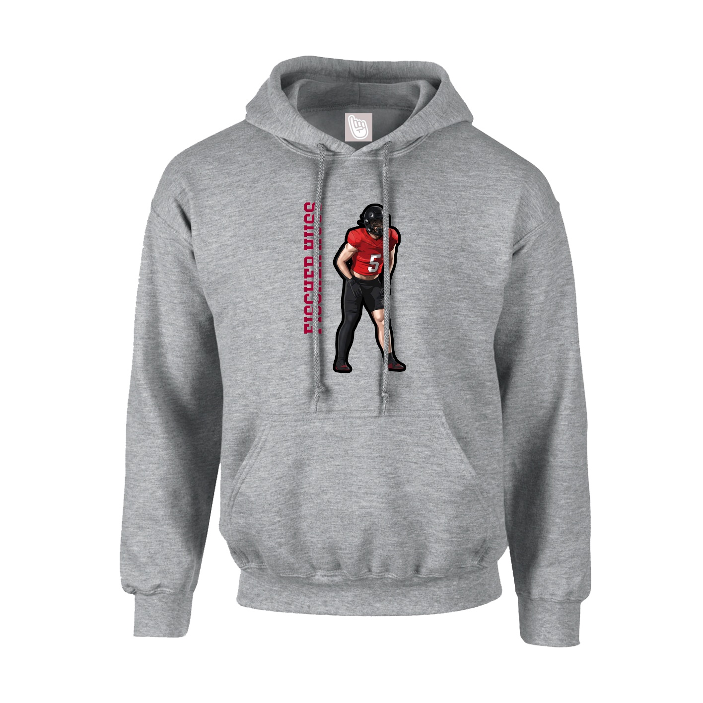 Hoodie — Name Vertical in Grey