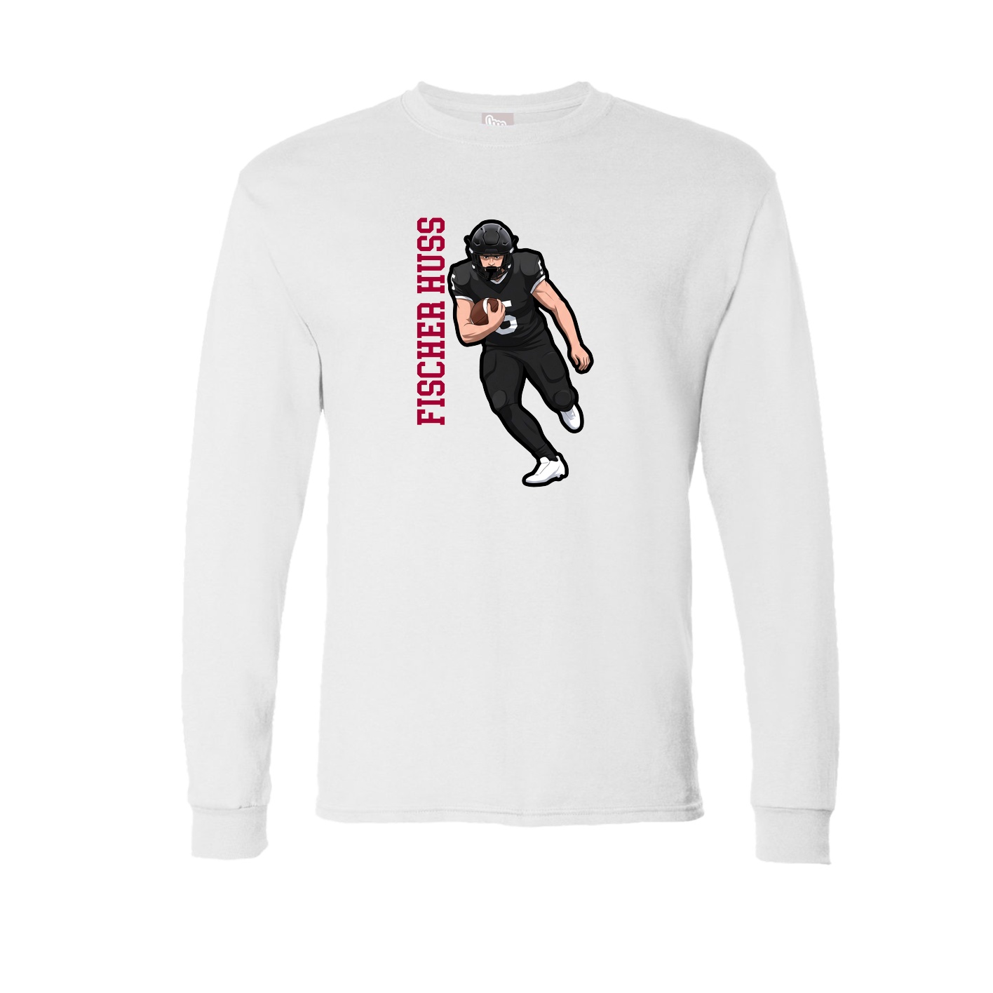 Long Sleeve Tee — Name Vertical in White