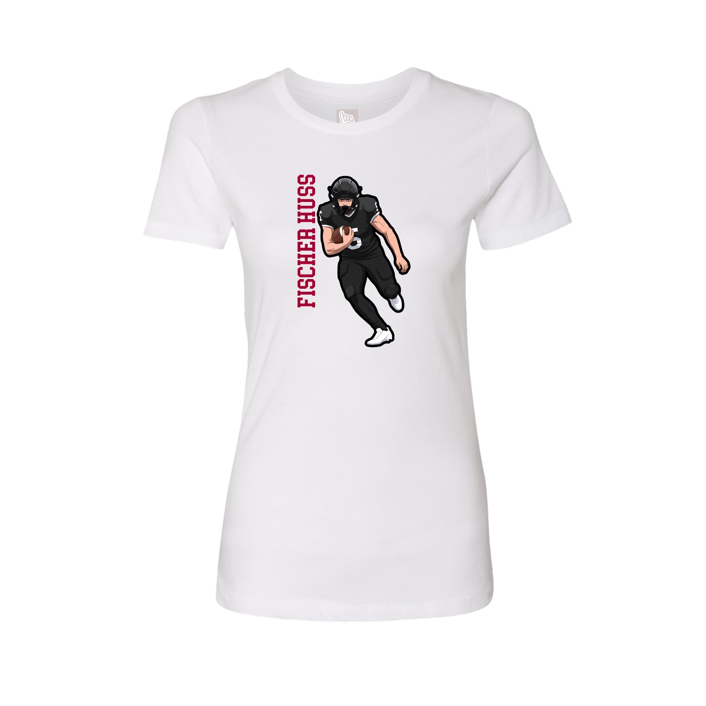 Womens Tee — Name Vertical in White