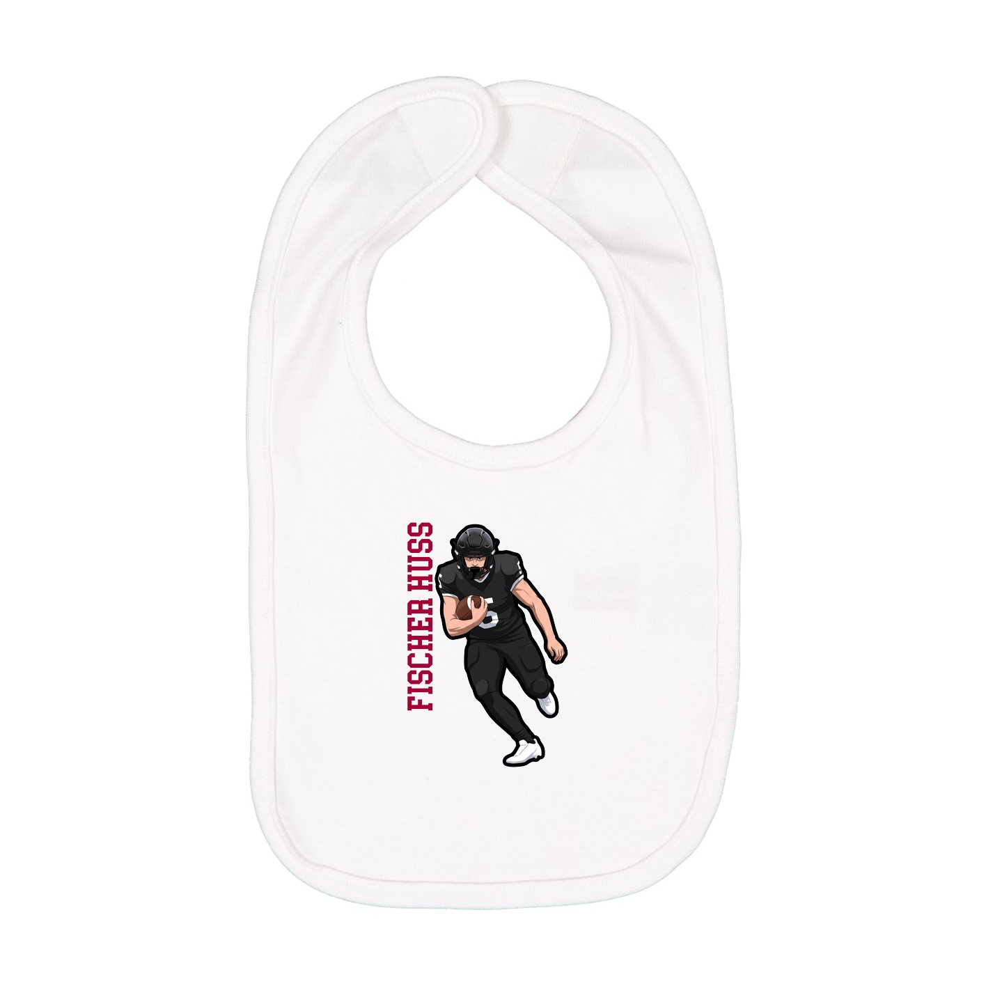 Infant Bib — Name Vertical in White