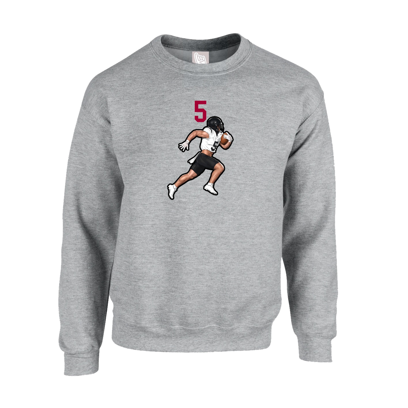 Fleece Crew — Number Top in Grey