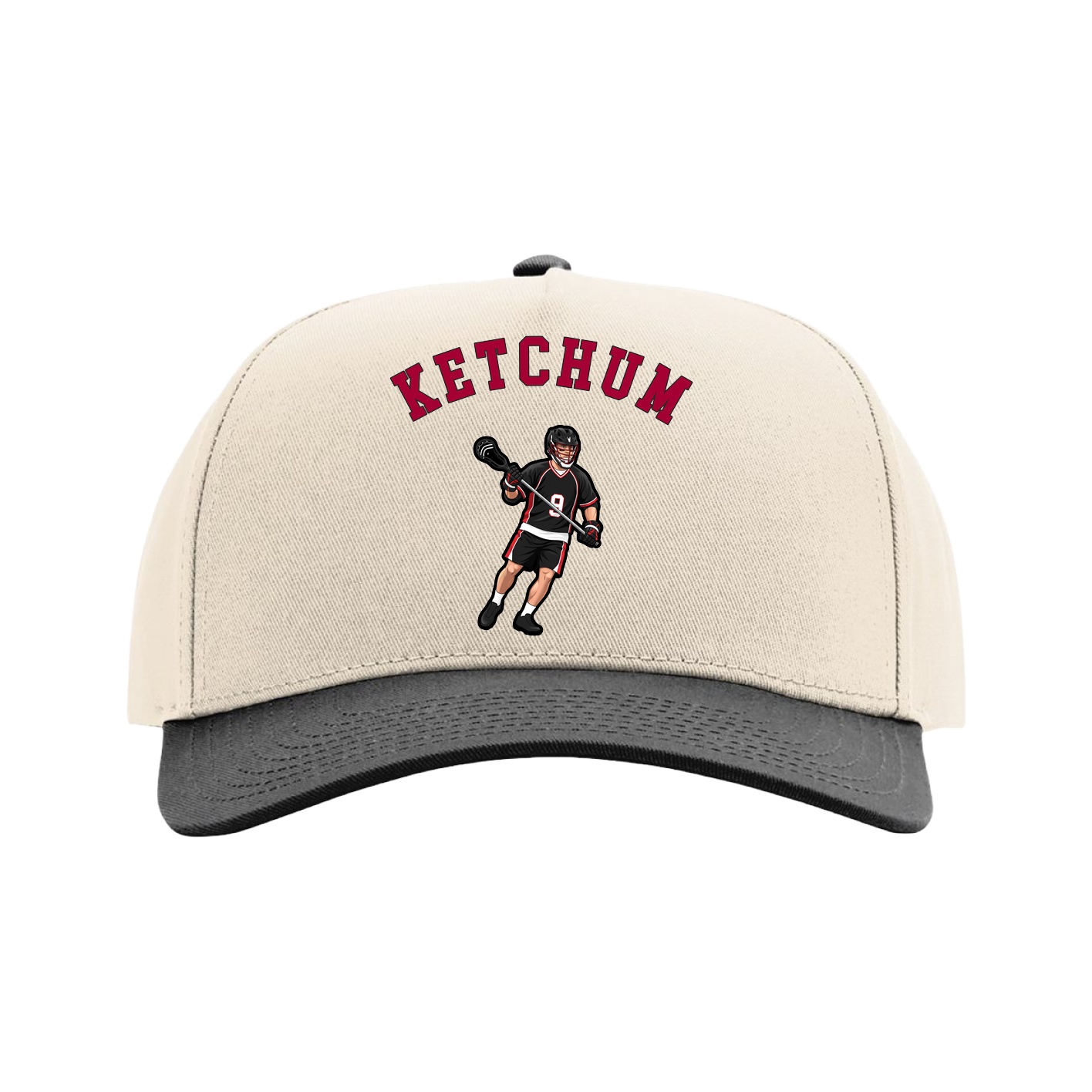 Full Fabric Five-Panel Champ Cap — Shirsey Arch in Cream/Black