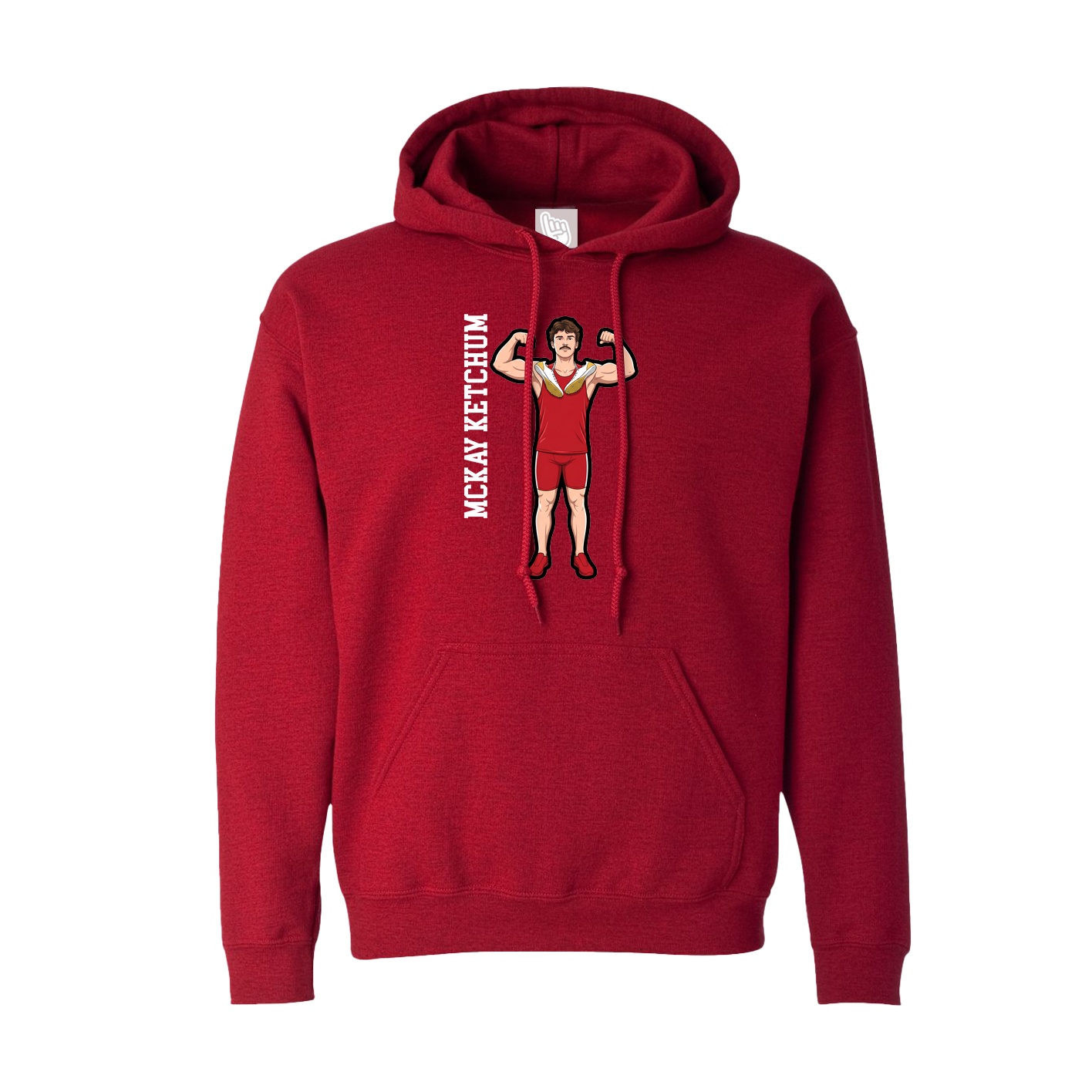Hoodie — Name Vertical in Crimson