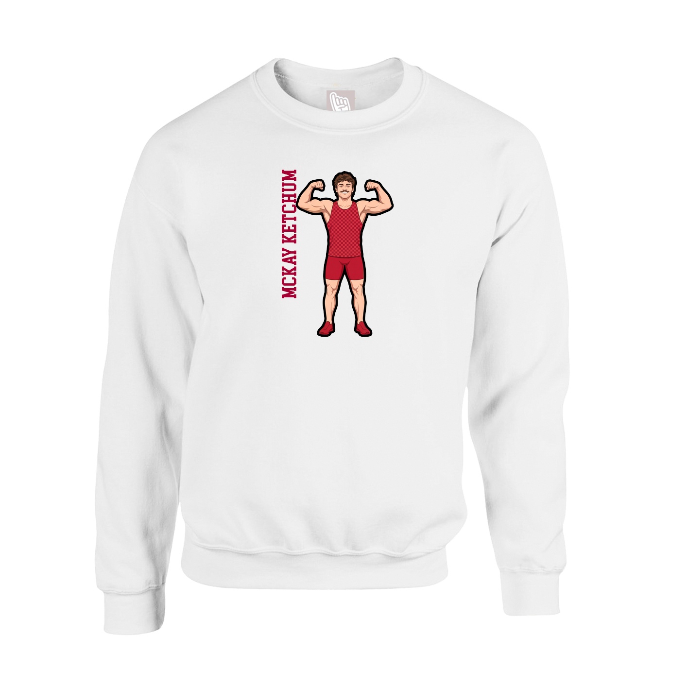 Fleece Crew — Name Vertical in White