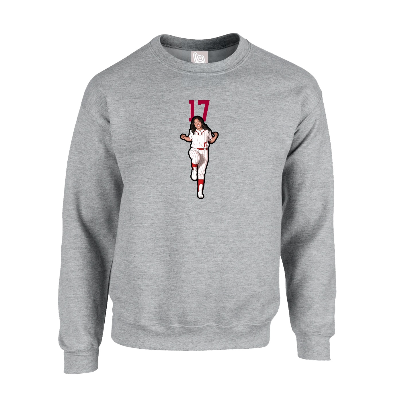 Fleece Crew — Number Top in Grey