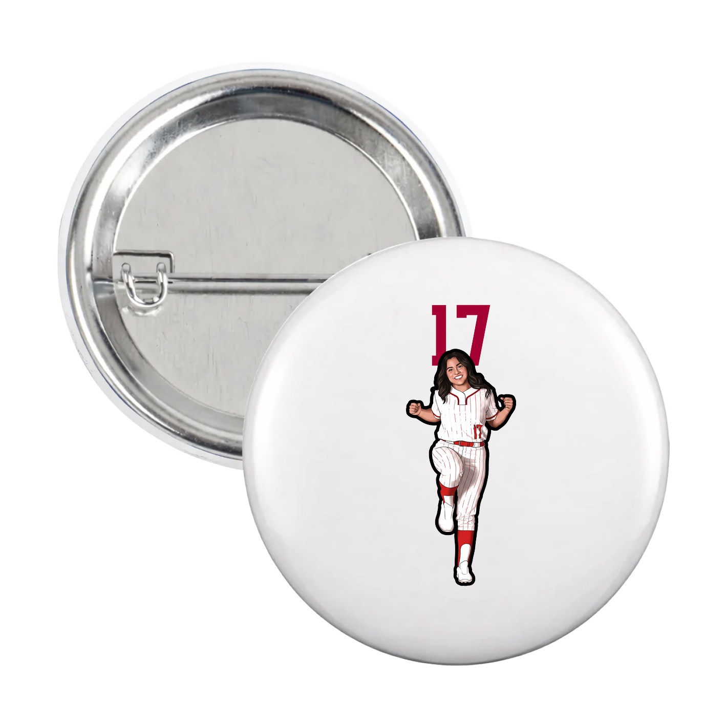 Game Day Button — Number Top in White