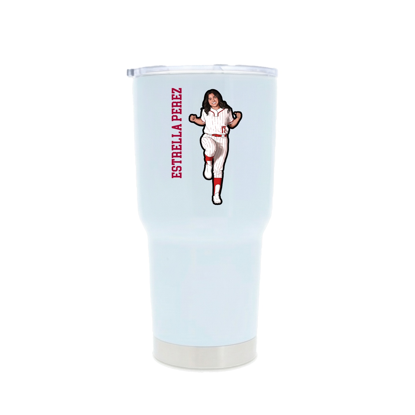 30oz Stainless Steel Tumbler — Name Vertical in White