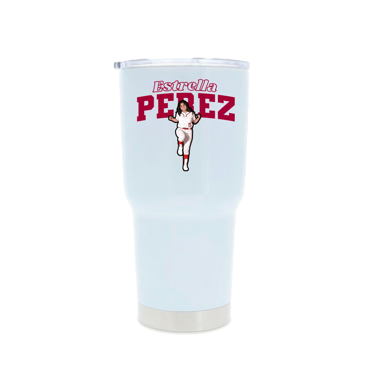 30oz Stainless Steel Tumbler — Name Arch in White