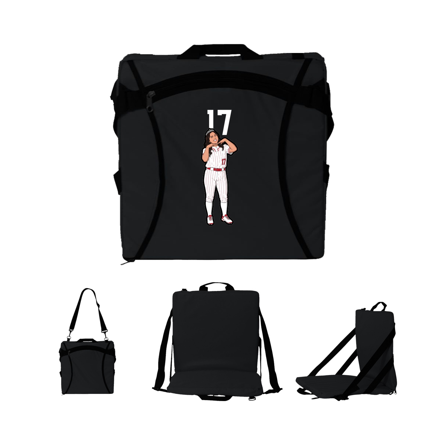 Folding Stadium Seat — Number Top in Black