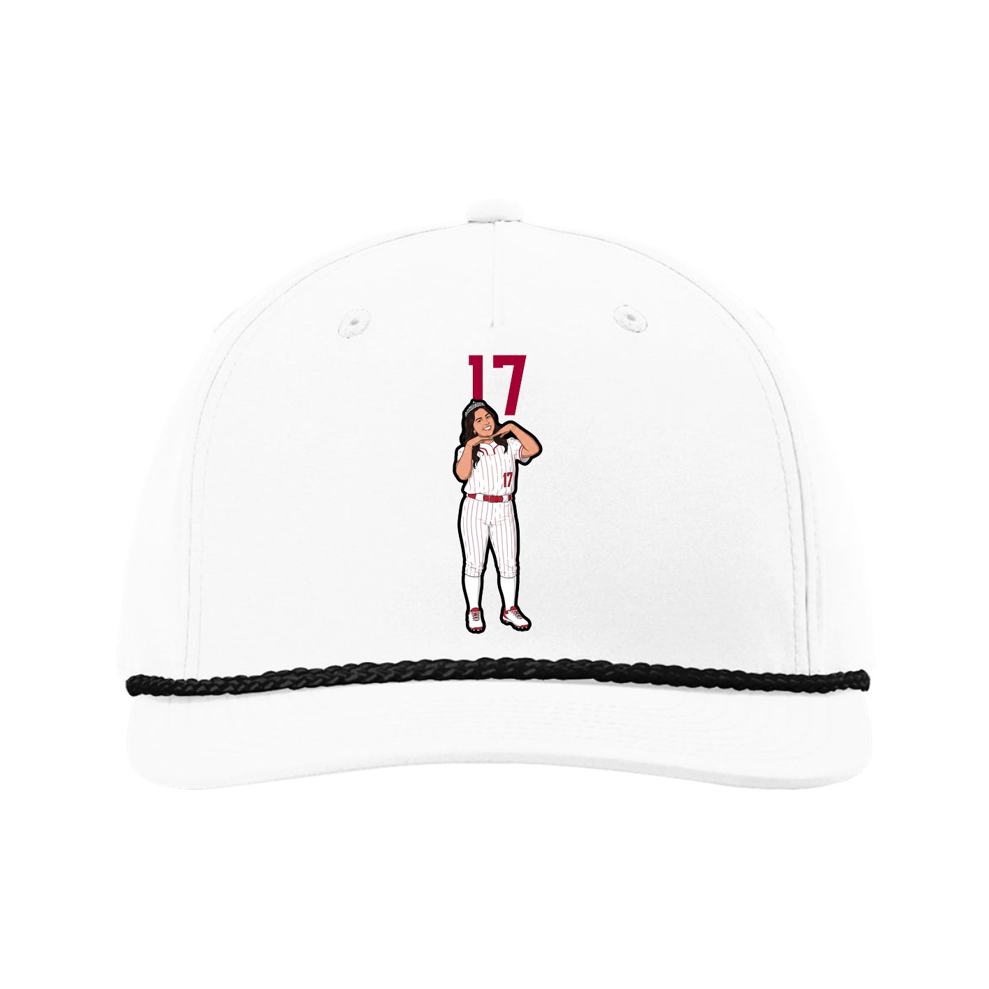 Five-Panel Classic Rope Cap — Number Top in White