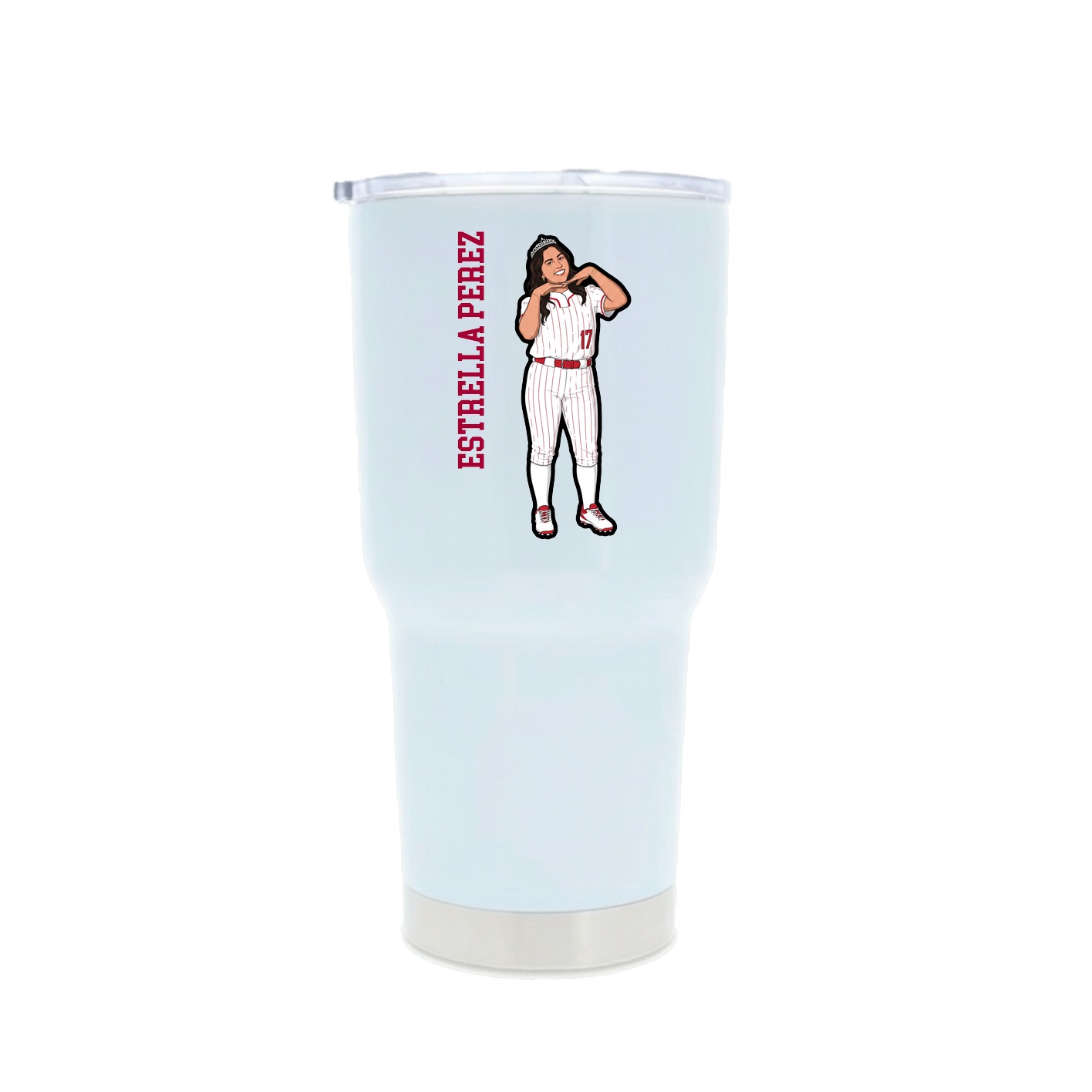 30oz Stainless Steel Tumbler — Name Vertical in White