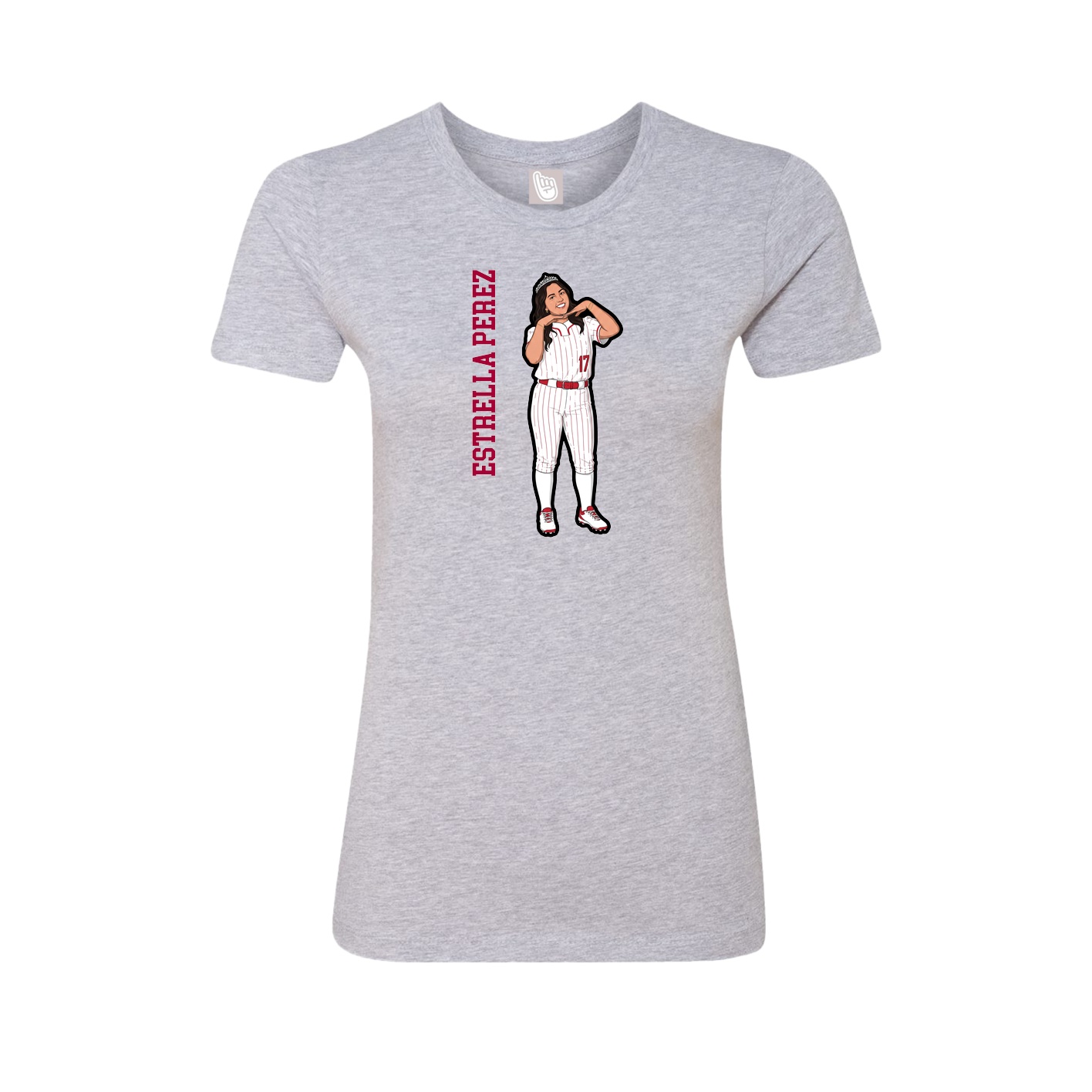 Womens Tee — Name Vertical in Grey