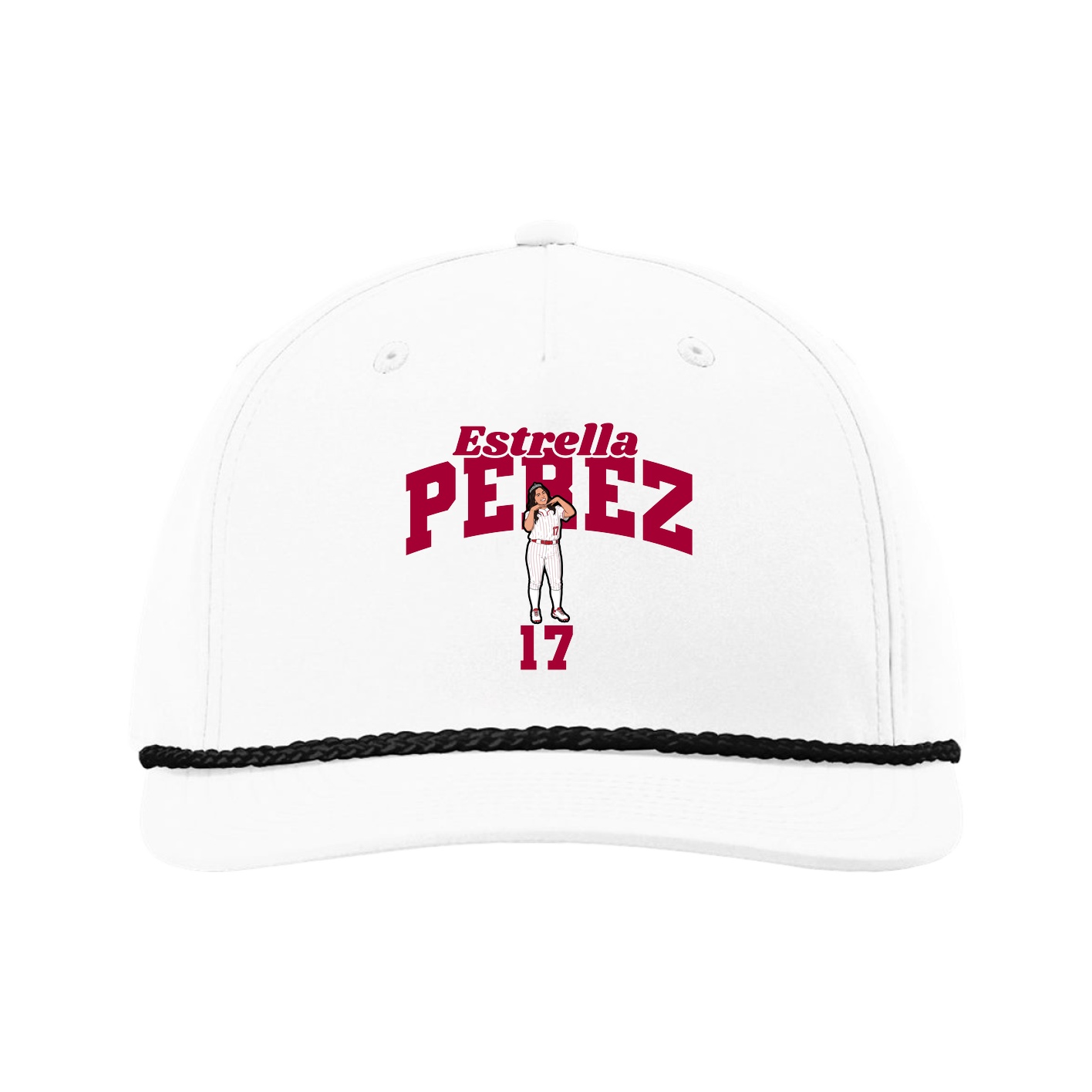 Five-Panel Classic Rope Cap — Signature Arch in White
