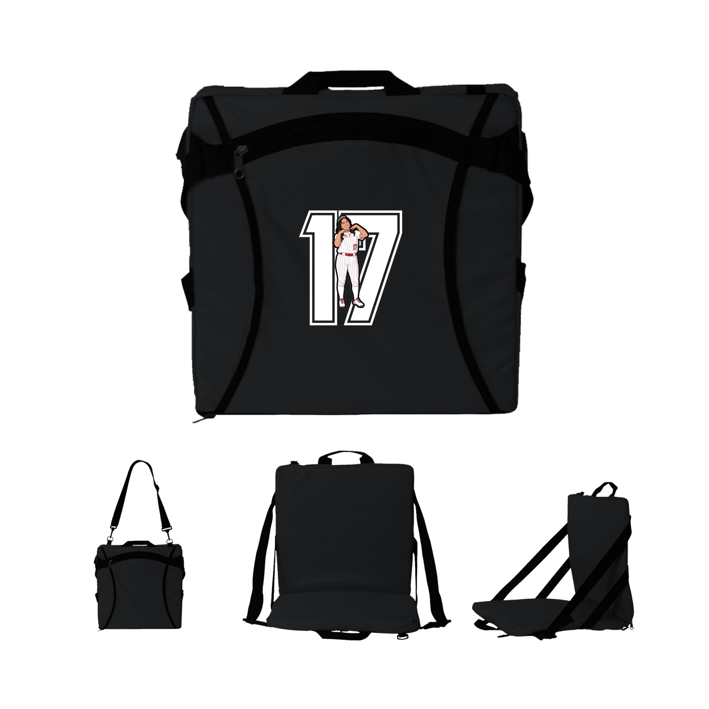 Folding Stadium Seat — Number in Black
