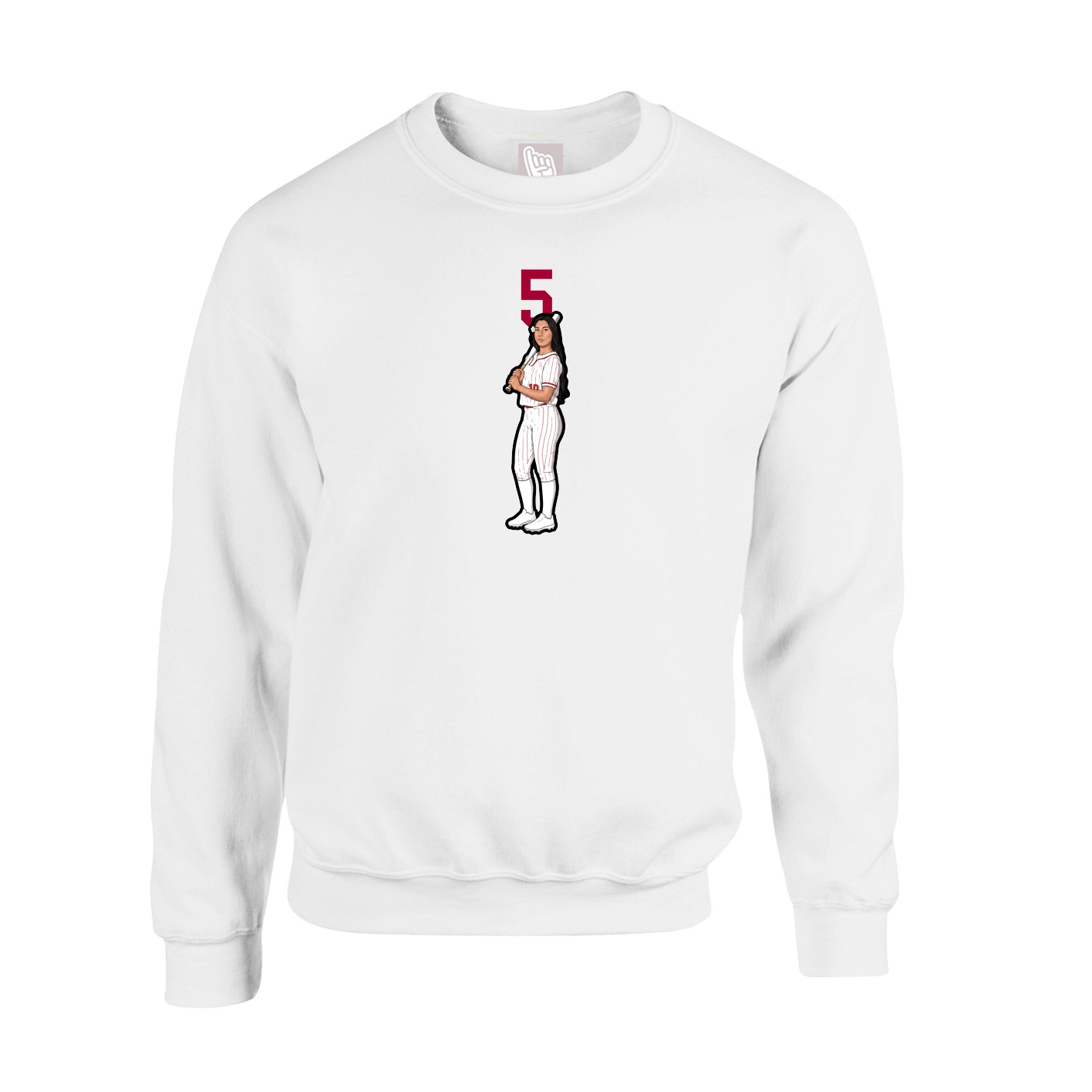 Fleece Crew — Number Top in White