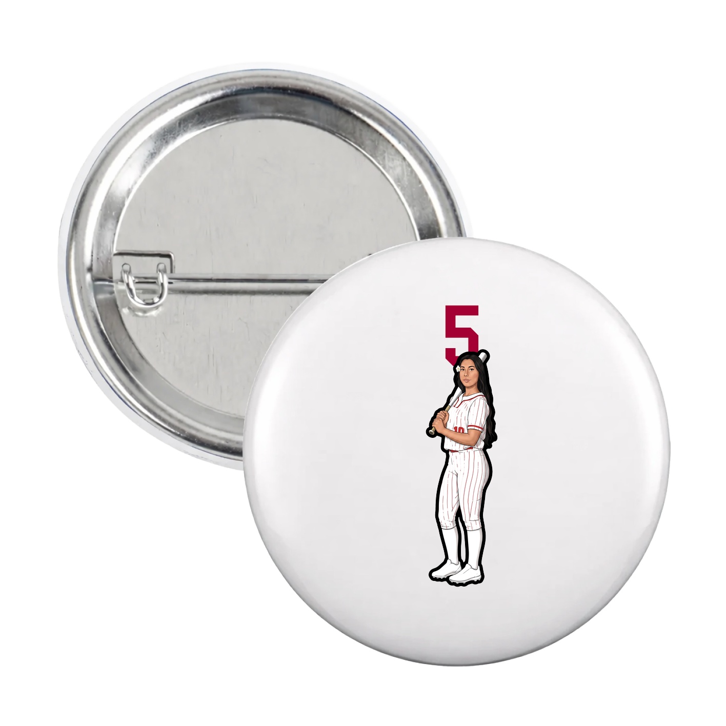 Game Day Button — Number Top in White