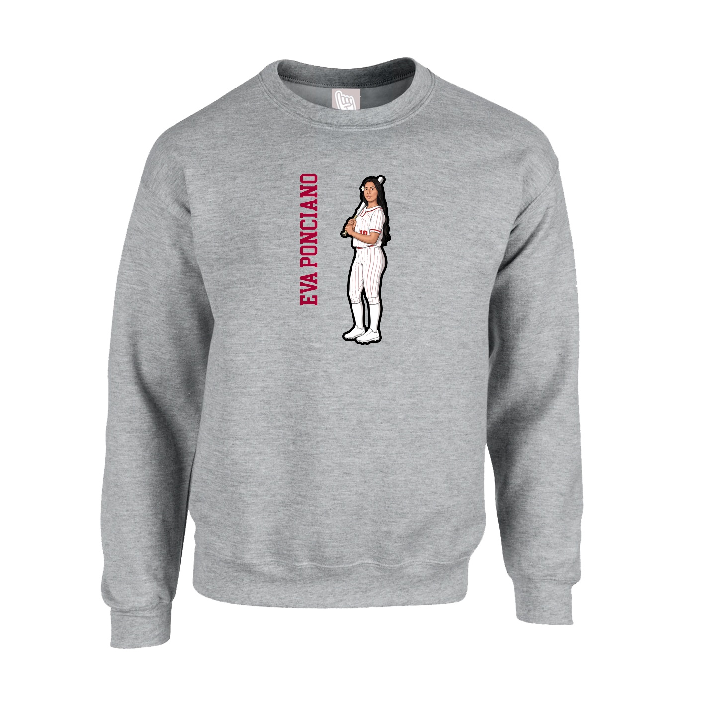 Fleece Crew — Name Vertical in Grey