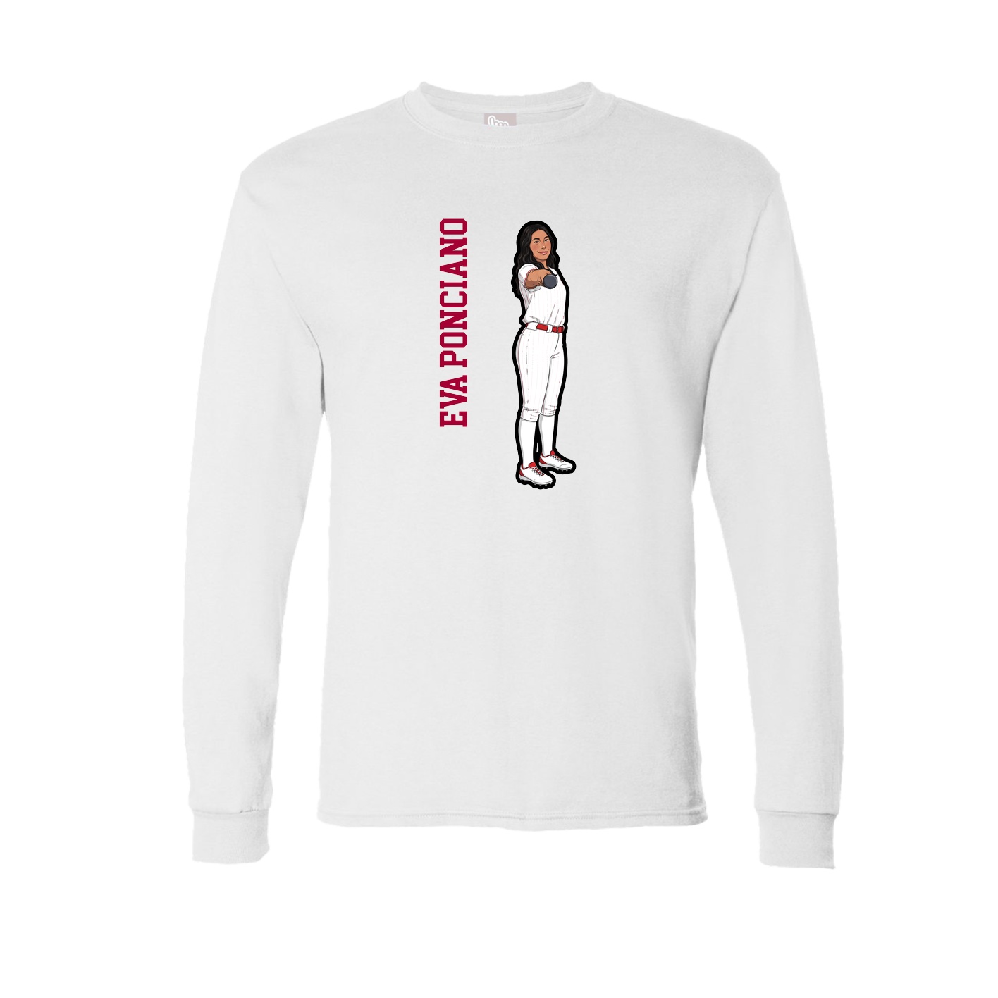 Long Sleeve Tee — Name Vertical in White
