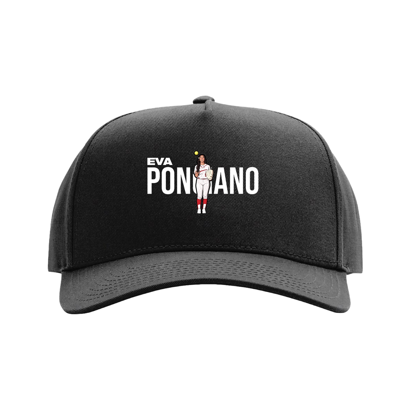 Full Fabric Five-Panel Champ Cap — Player Name in Black