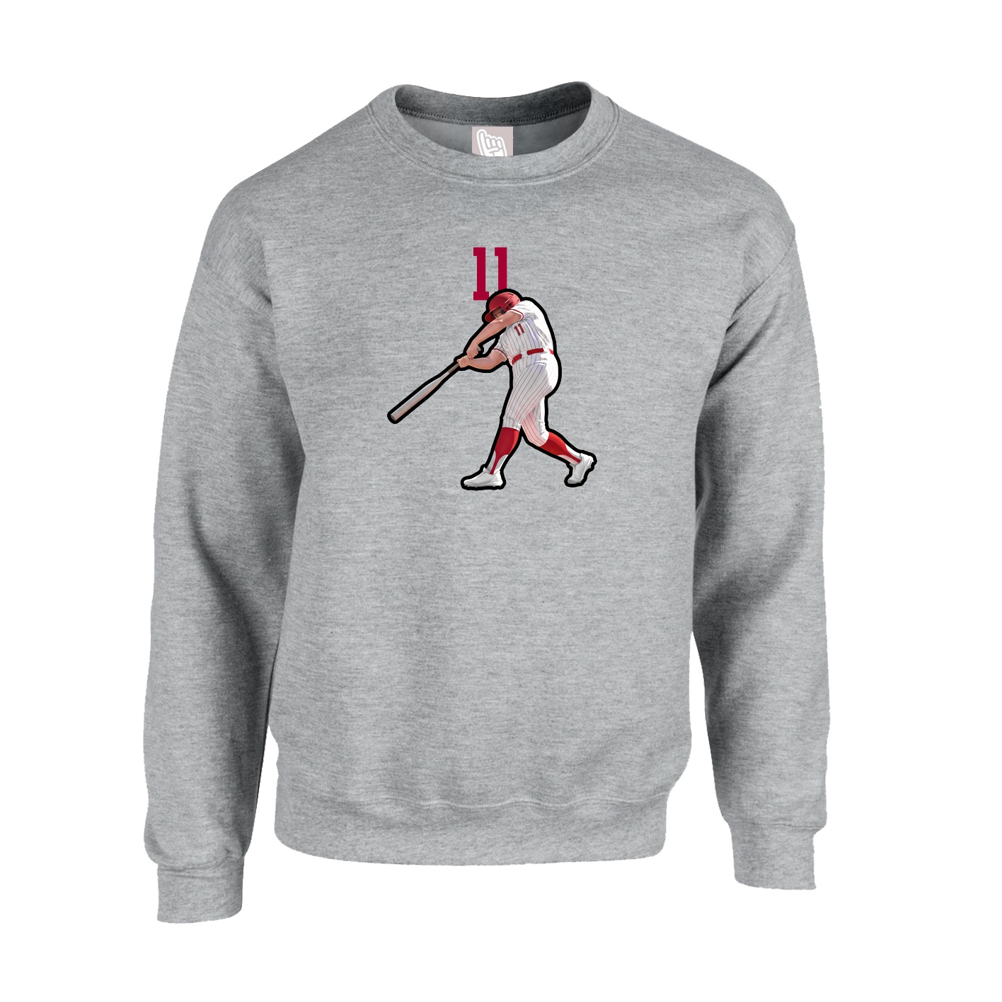 Fleece Crew — Number Top in Grey