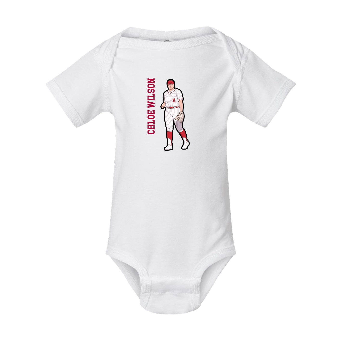 Baby Onesie — Name Vertical in White