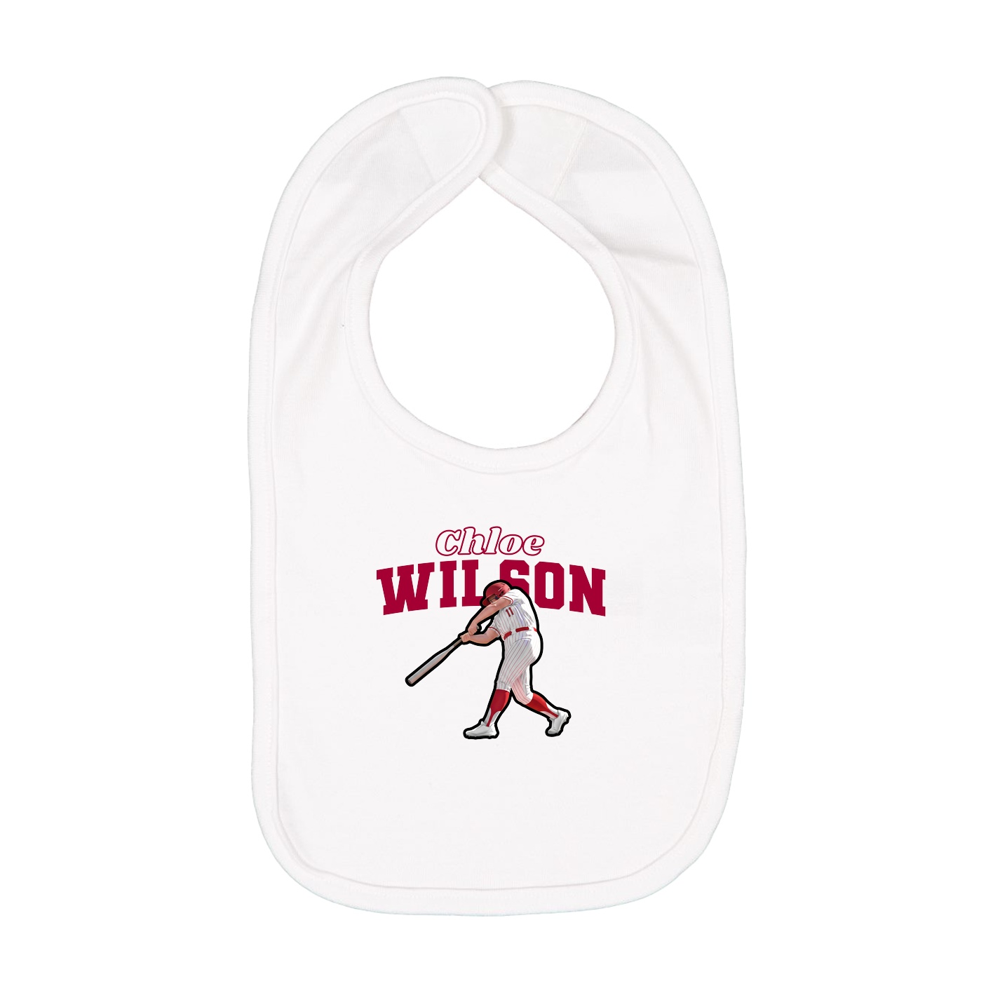 Infant Bib — Name Arch in White