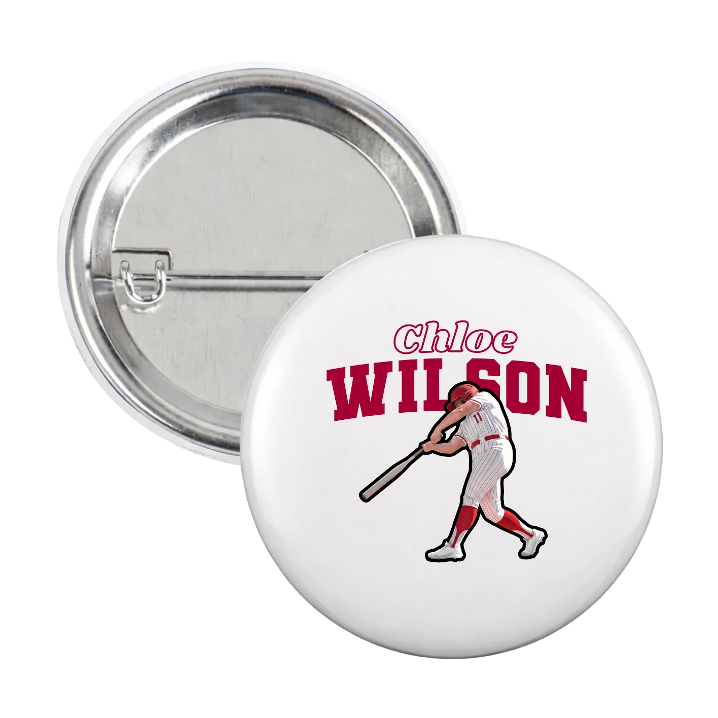 Game Day Button — Name Arch in White