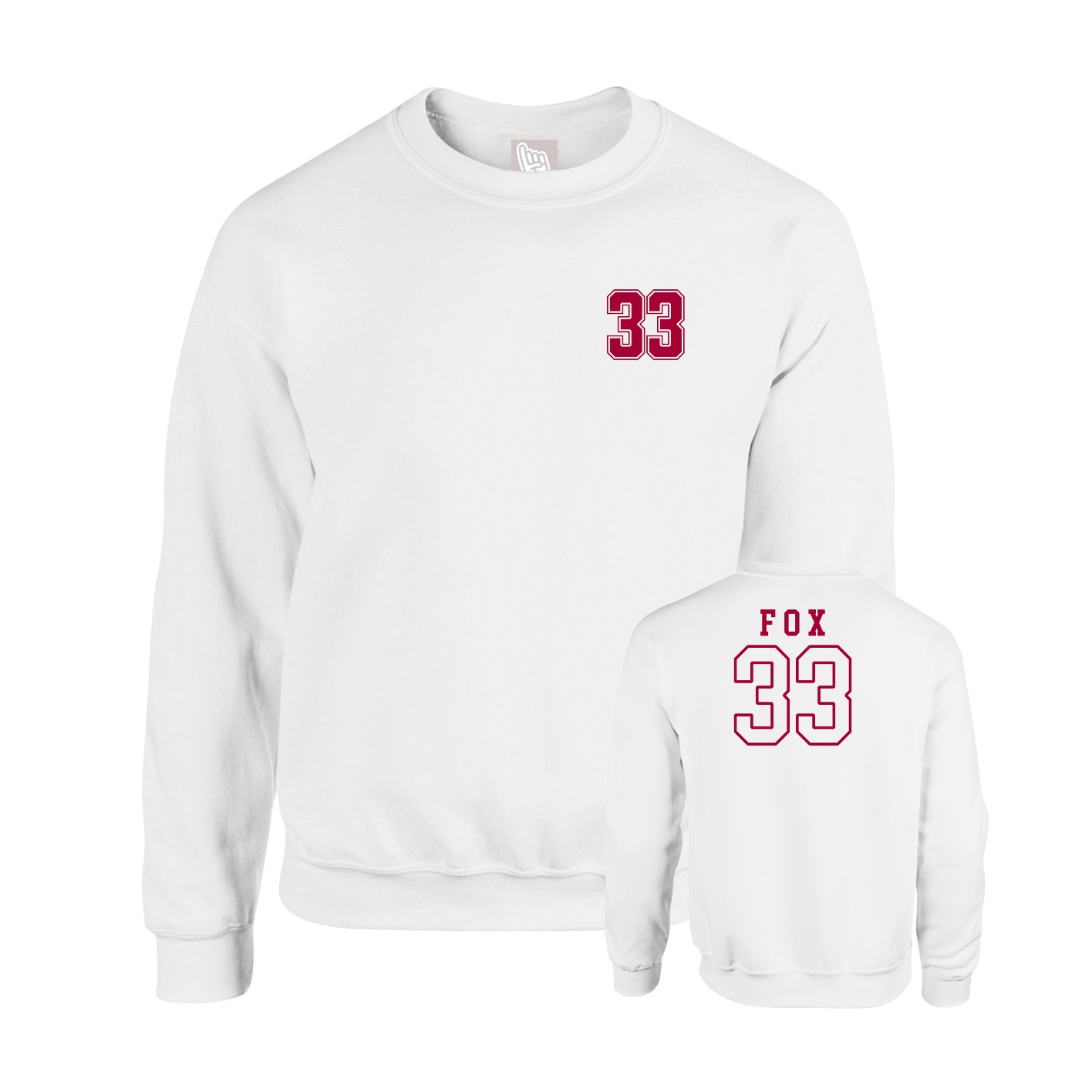 Fleece Crew — Chest Back in White