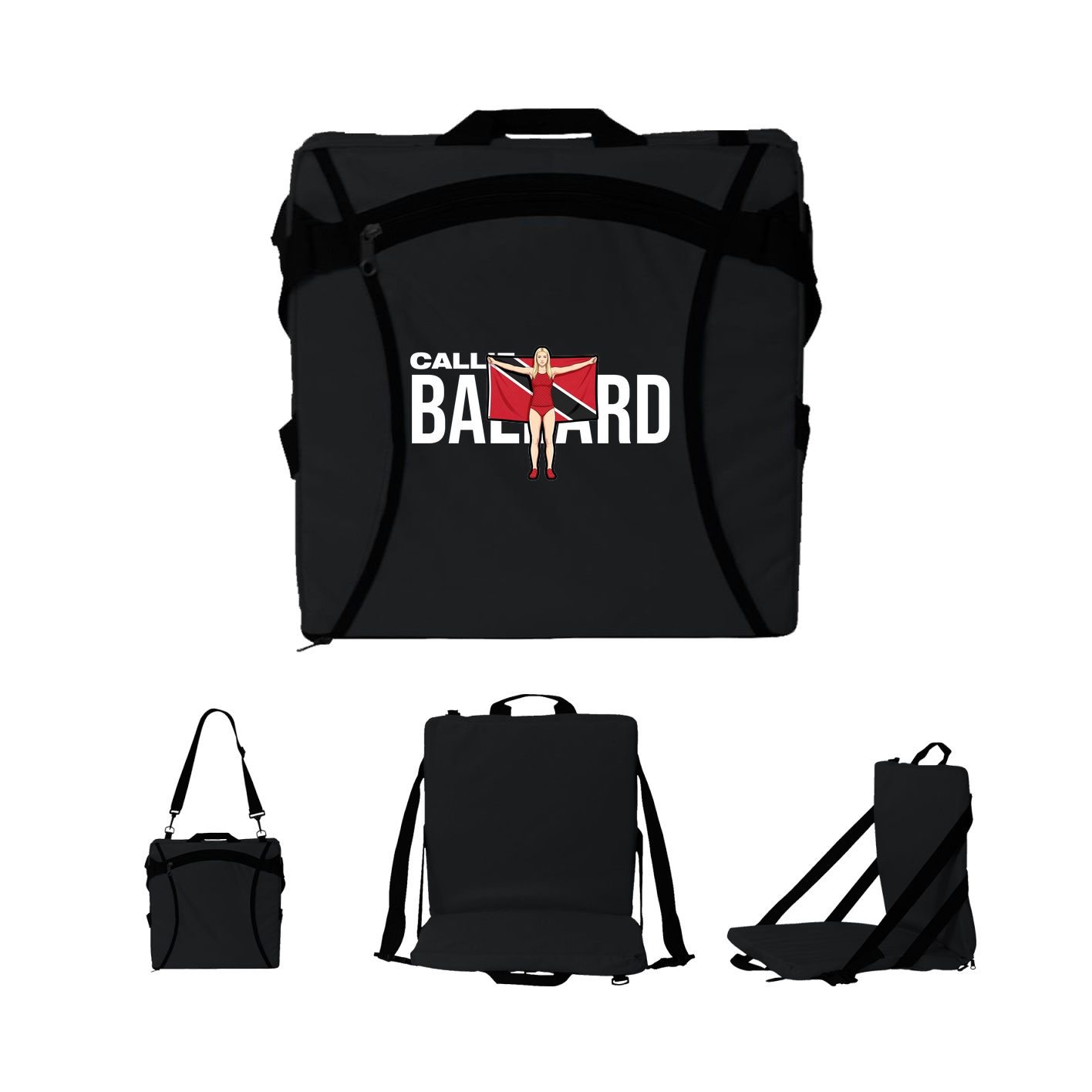 Folding Stadium Seat — Player Name in Black
