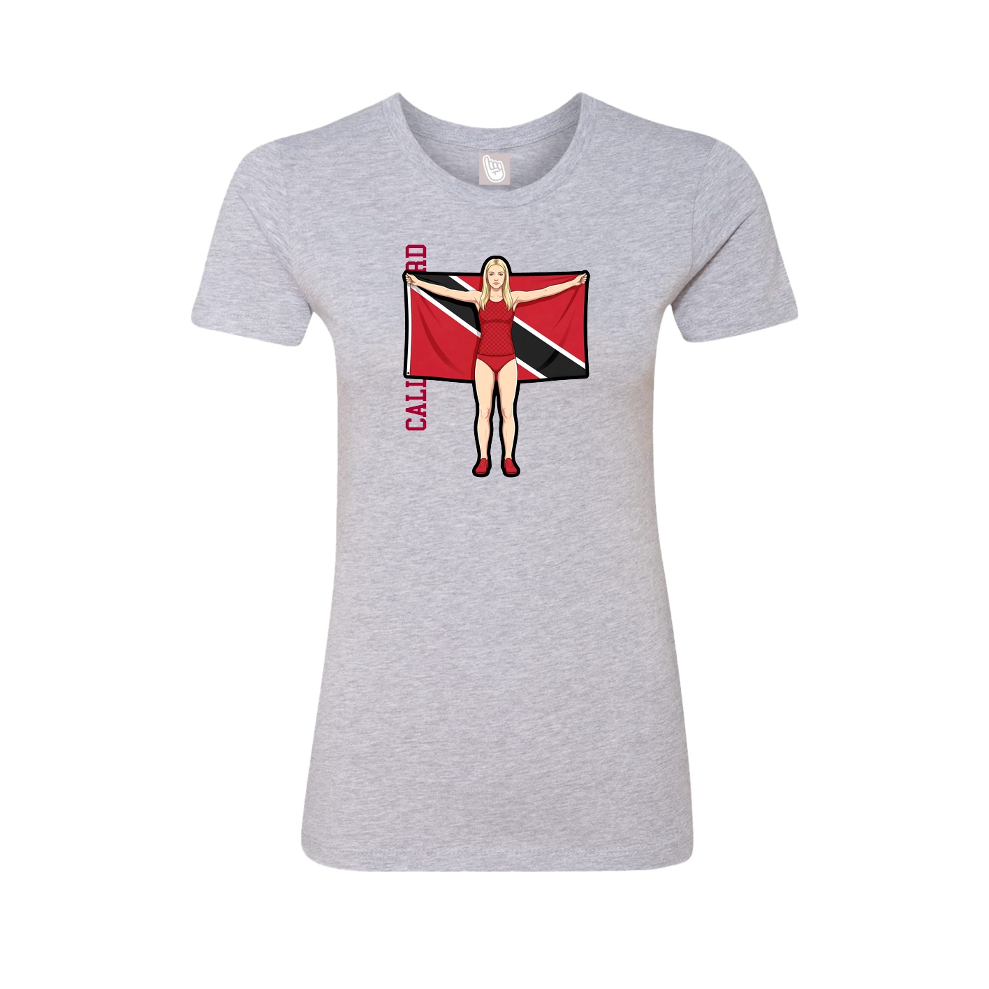 Fitted Women's Tee — Name Vertical in Grey