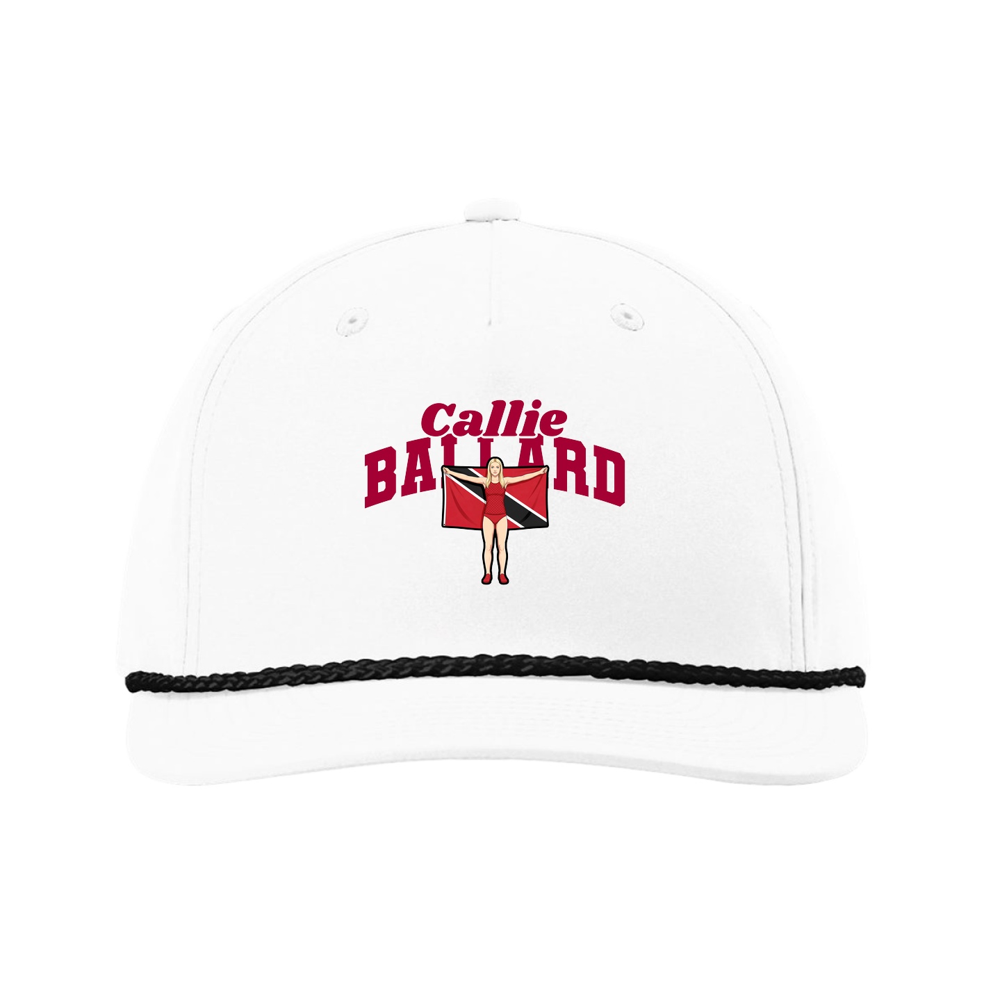 Five-Panel Classic Rope Cap — Signature Arch in White