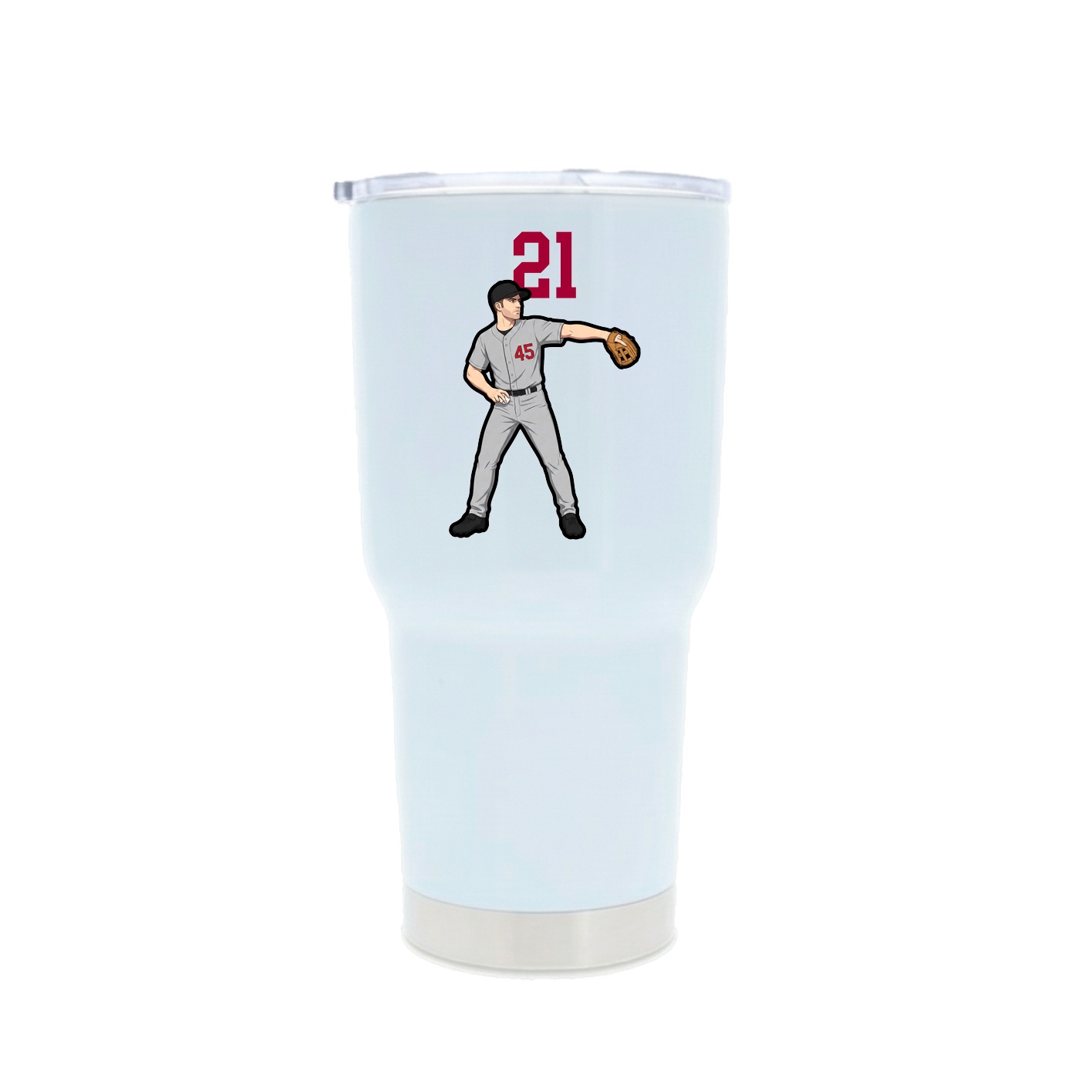 30oz Stainless Steel Tumbler — Number Top in White