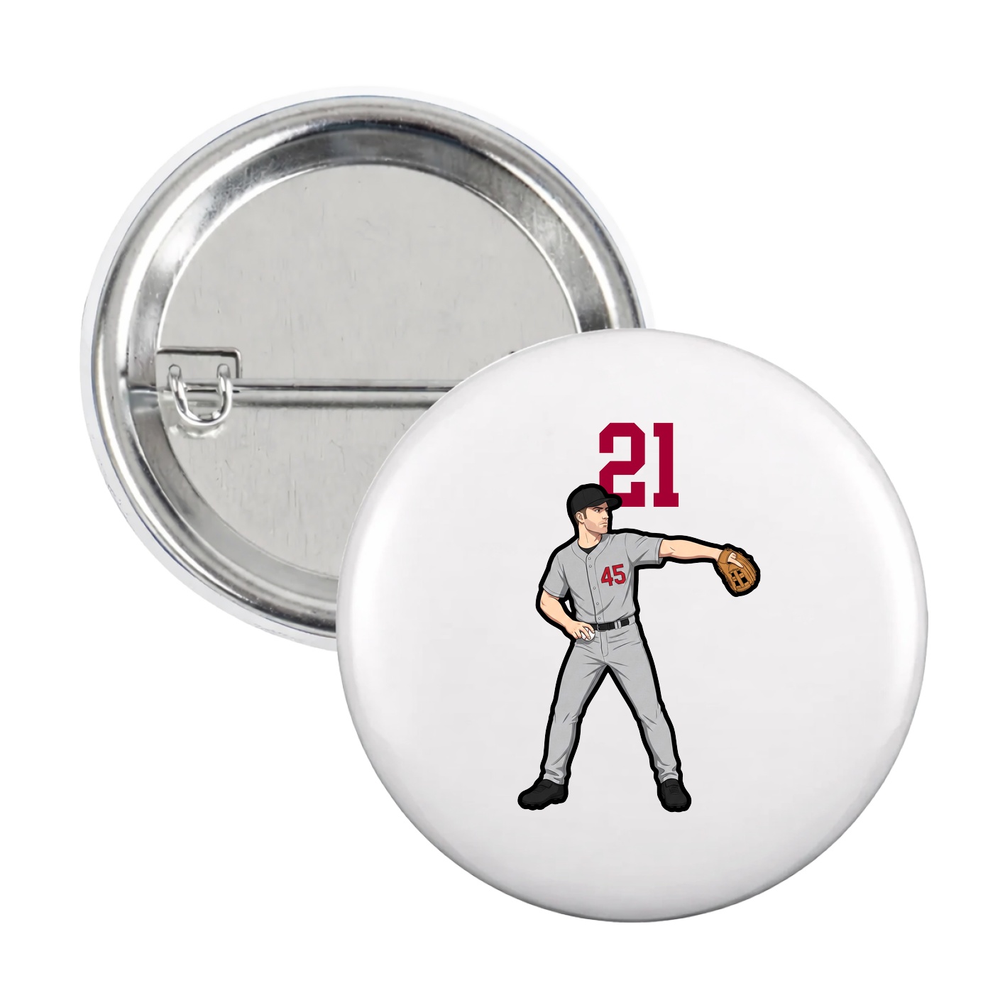 Game Day Button — Number Top in White