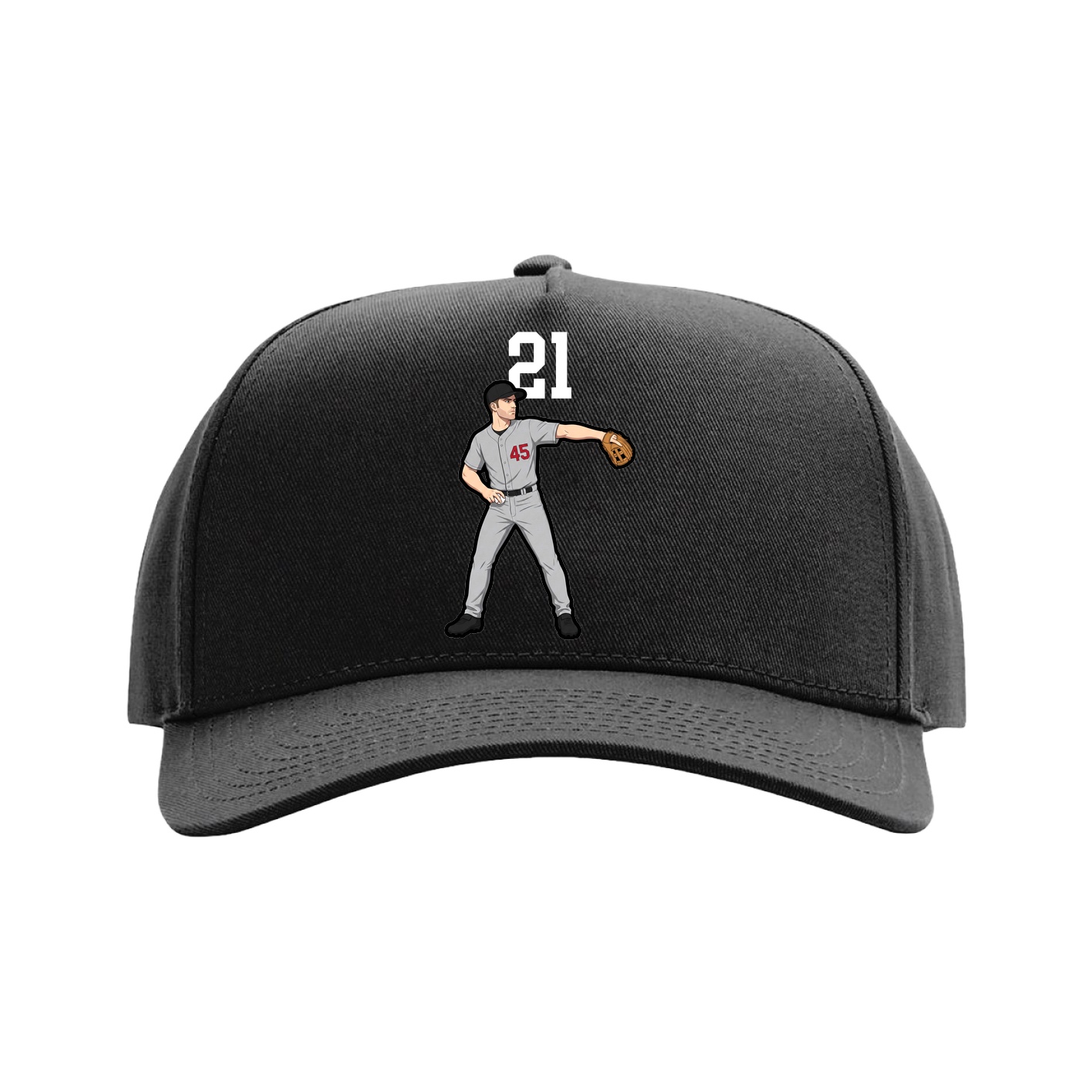 Full Fabric Five-Panel Champ Cap — Number Top in Black