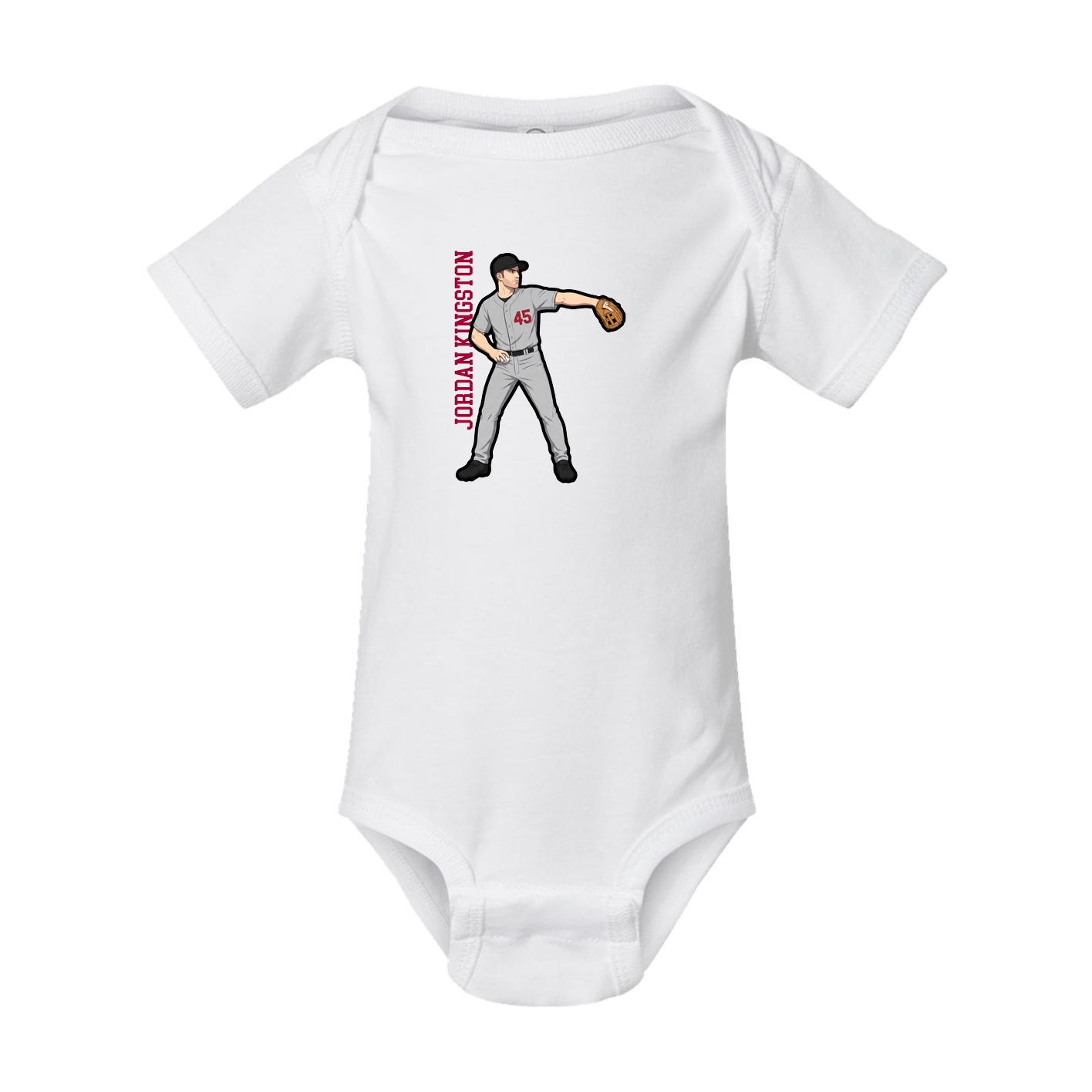 Baby Onesie — Name Vertical in White