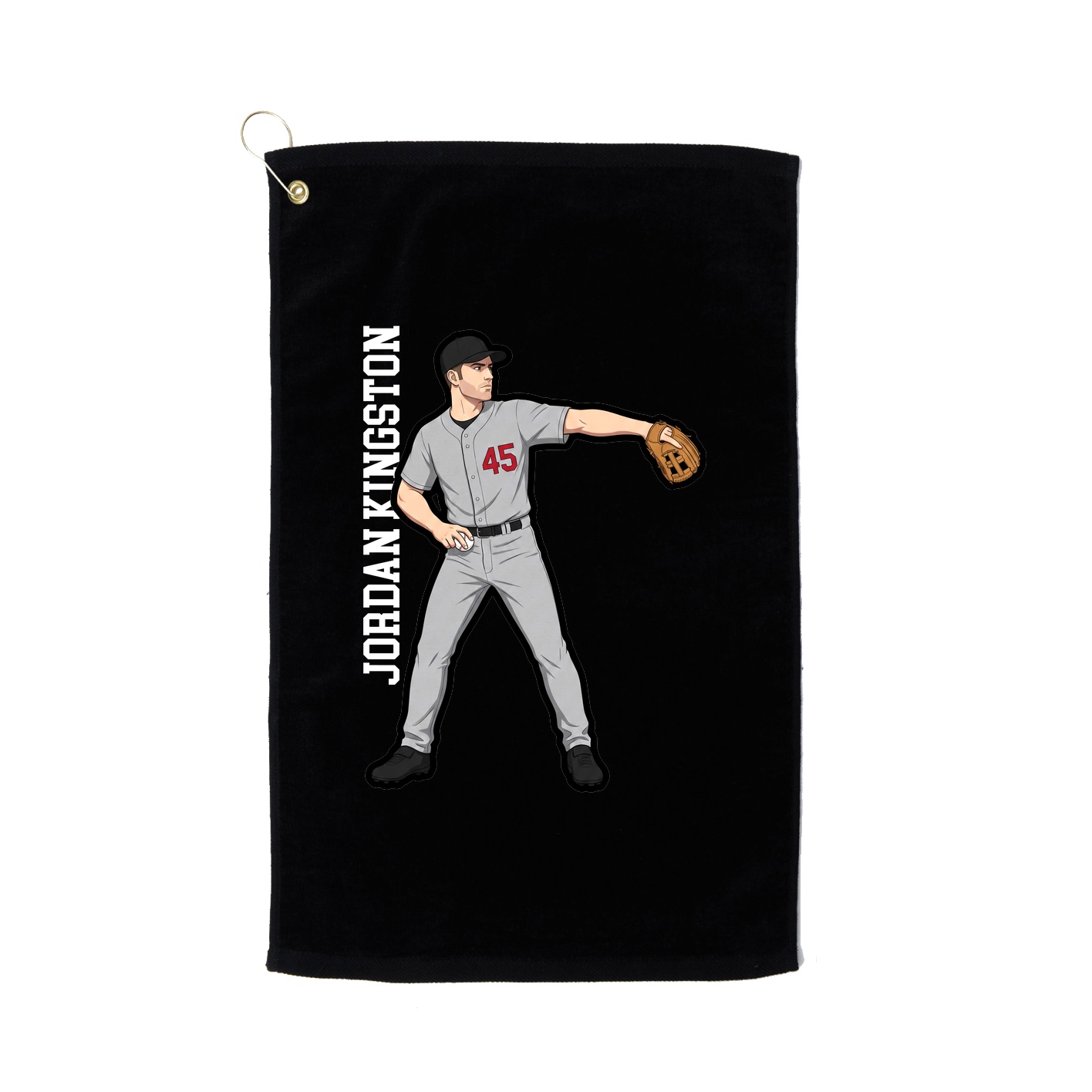 Golf Towel — Name Vertical in Black