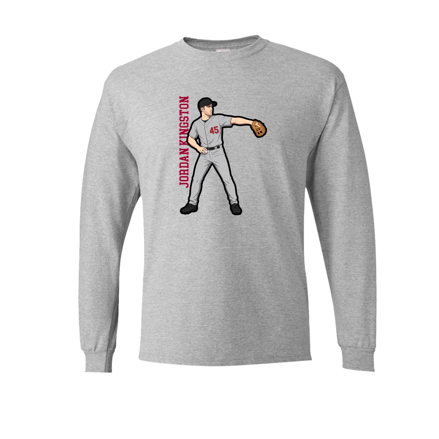 Long Sleeve Tee — Name Vertical in Grey