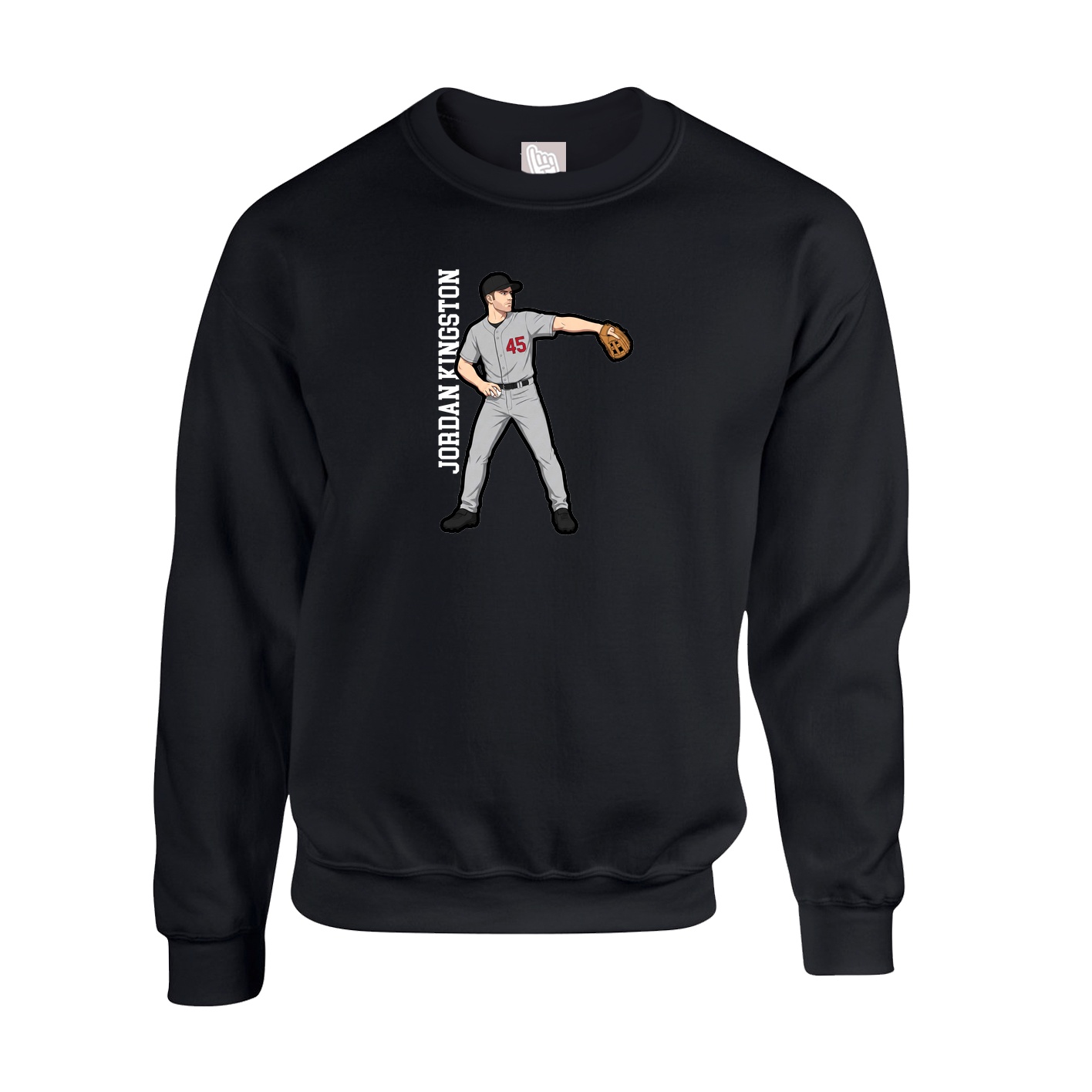 Fleece Crew — Name Vertical in Black