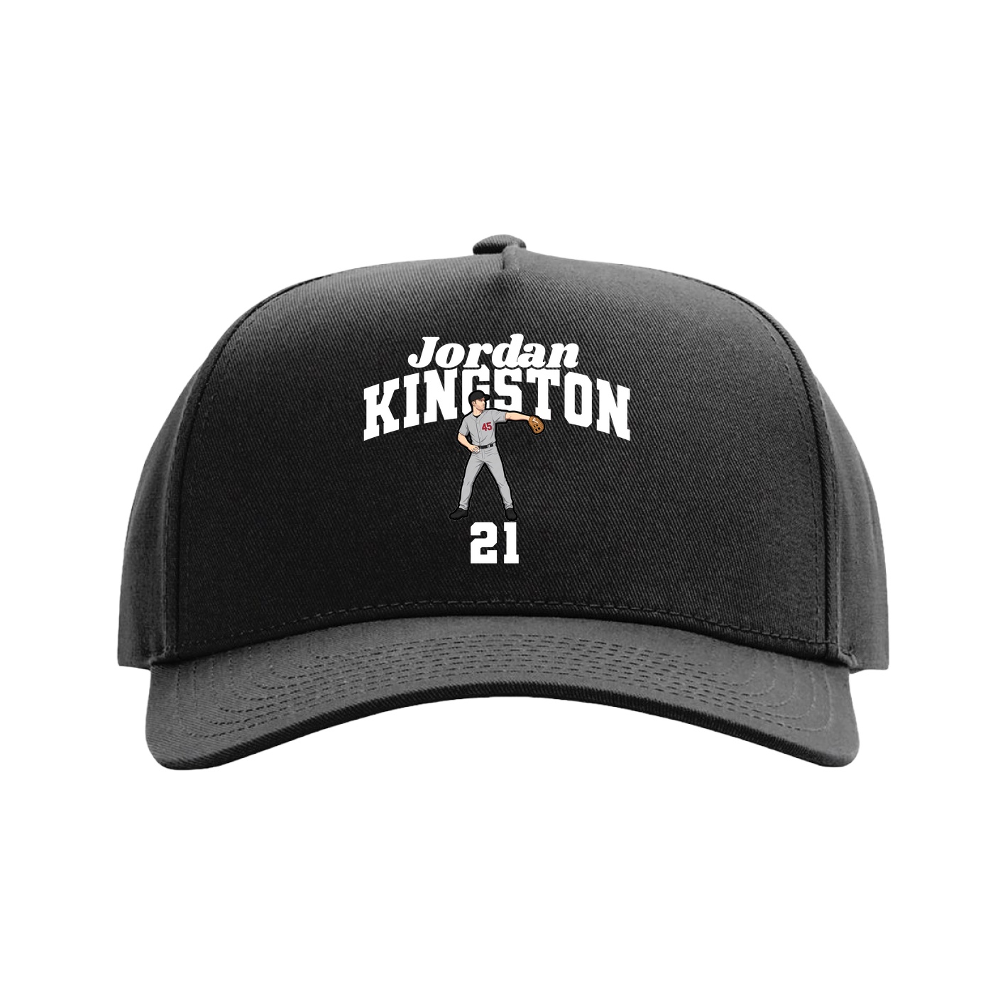 Full Fabric Five-Panel Champ Cap — Signature Arch in Black
