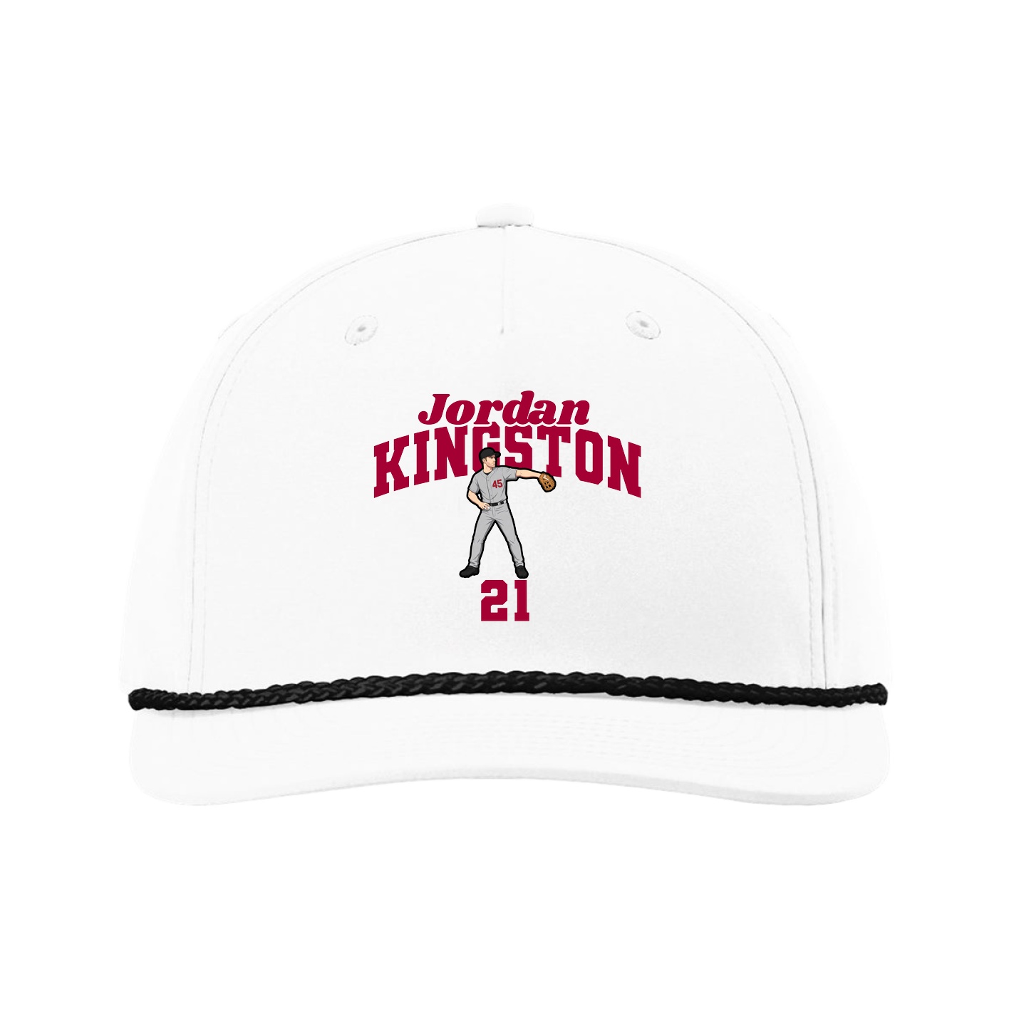 Five-Panel Classic Rope Cap — Signature Arch in White