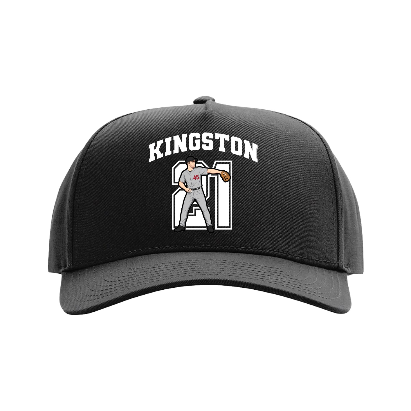 Full Fabric Five-Panel Champ Cap — Number in Black