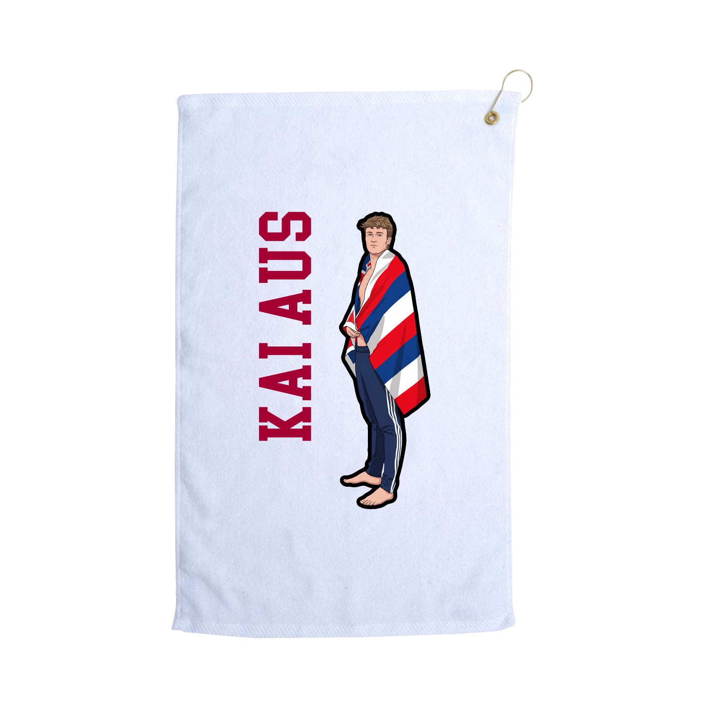 Golf Towel — Name Vertical in White