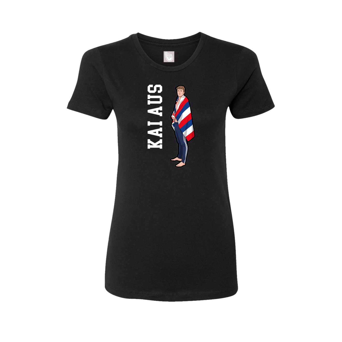 Fitted Women's Tee — Name Vertical in Black